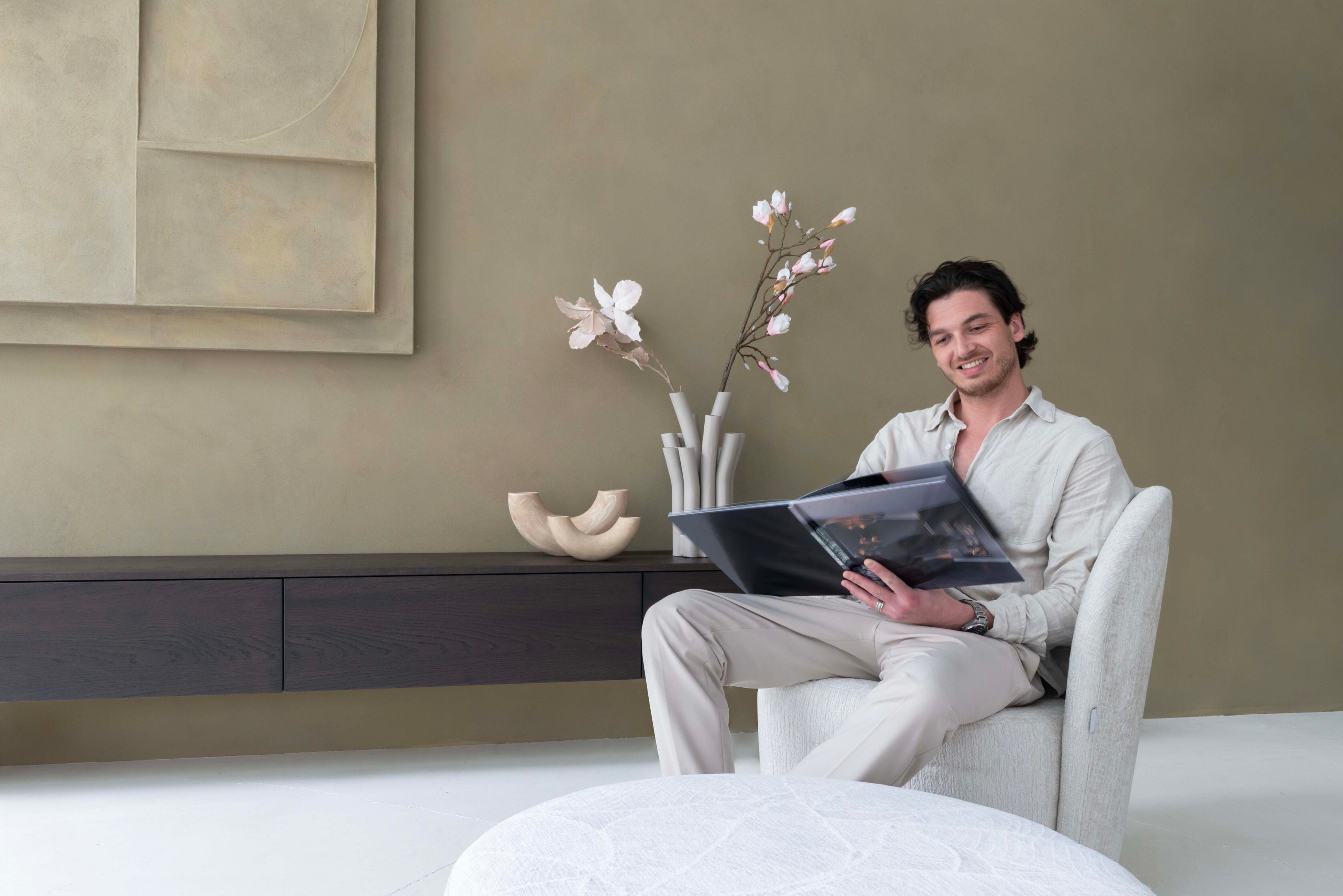 TV-meubel Johnson - Zwevend - Eiken - 4 kleppen