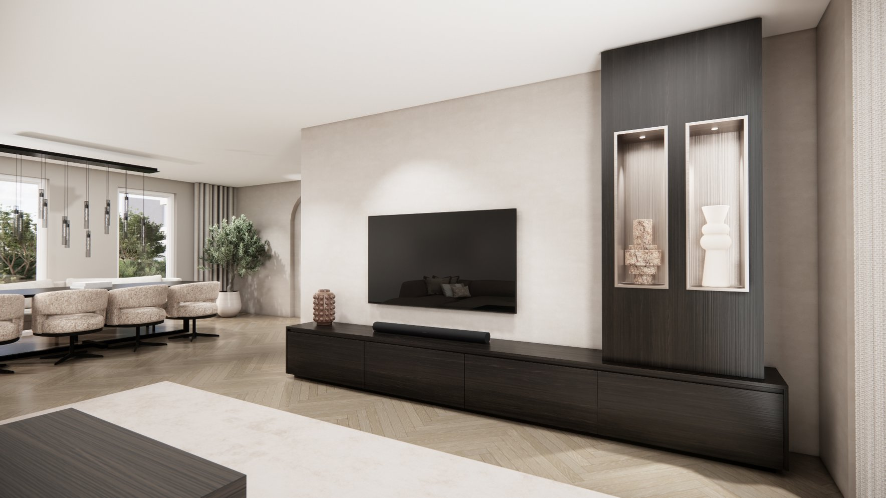 Tv meubel Mason Majestic - Eiken - 4 kleppen - Chimney