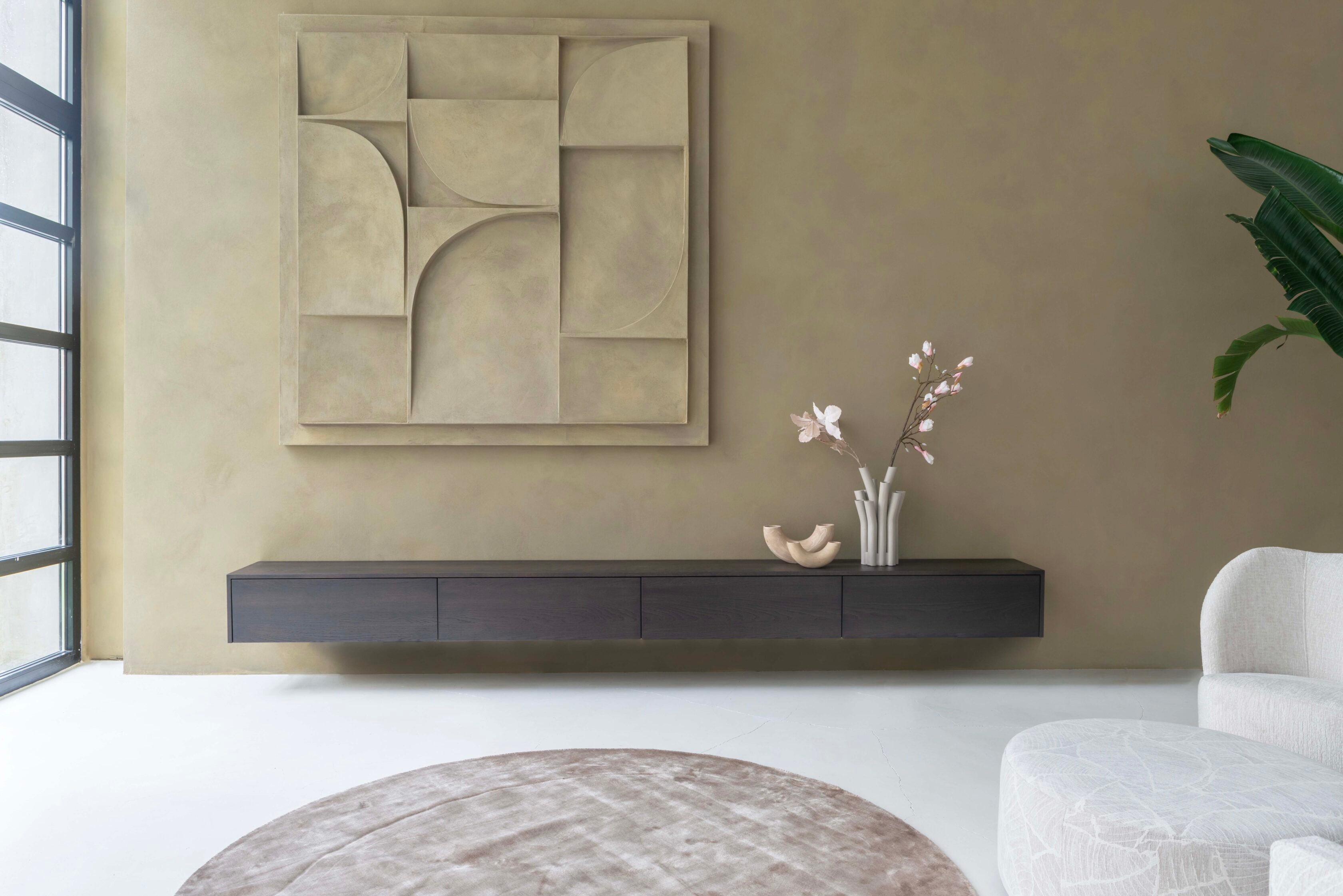 TV-meubel Johnson - Zwevend - Eiken - 4 kleppen