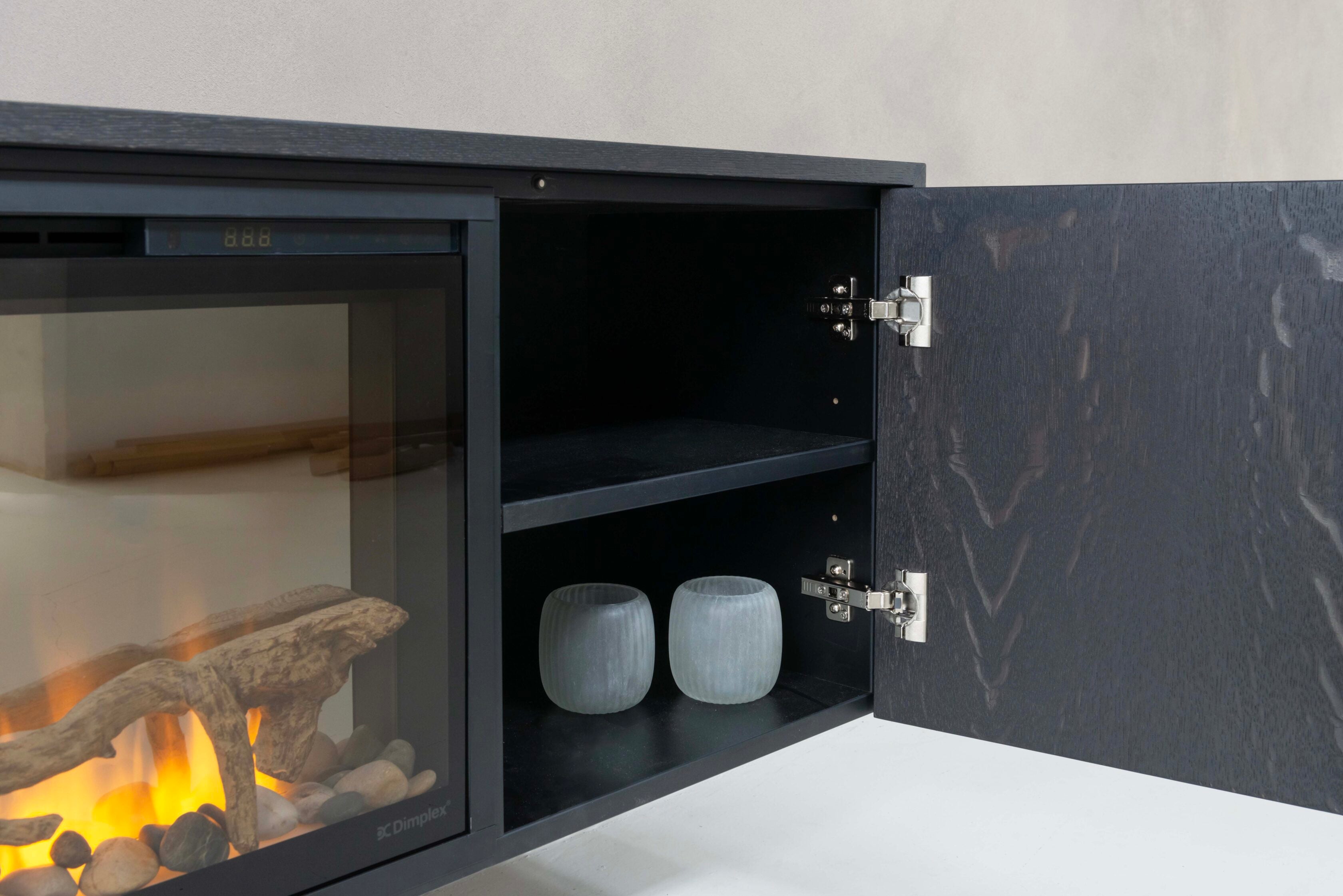 TV-meubel Johnson - Zwevend - MDF - 2 deuren - Elektrische haard - 74 inch