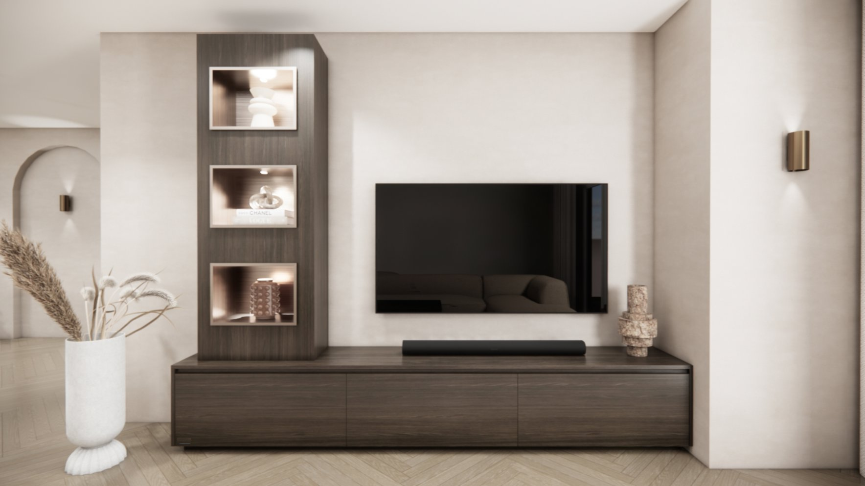 Tv meubel Mason Excellent - Eiken - 3 kleppen - Chimney