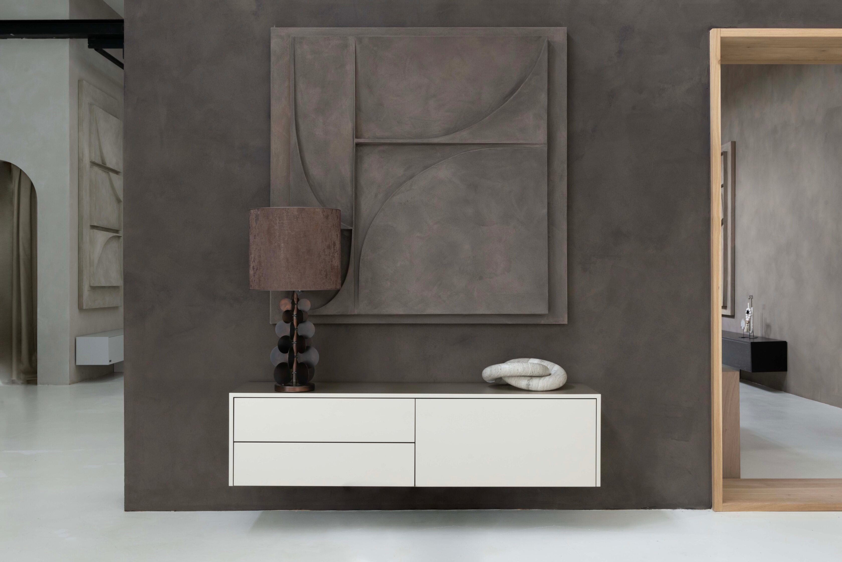 TV-meubel Johnson - Zwevend - MDF - 1 klep - 2 lades