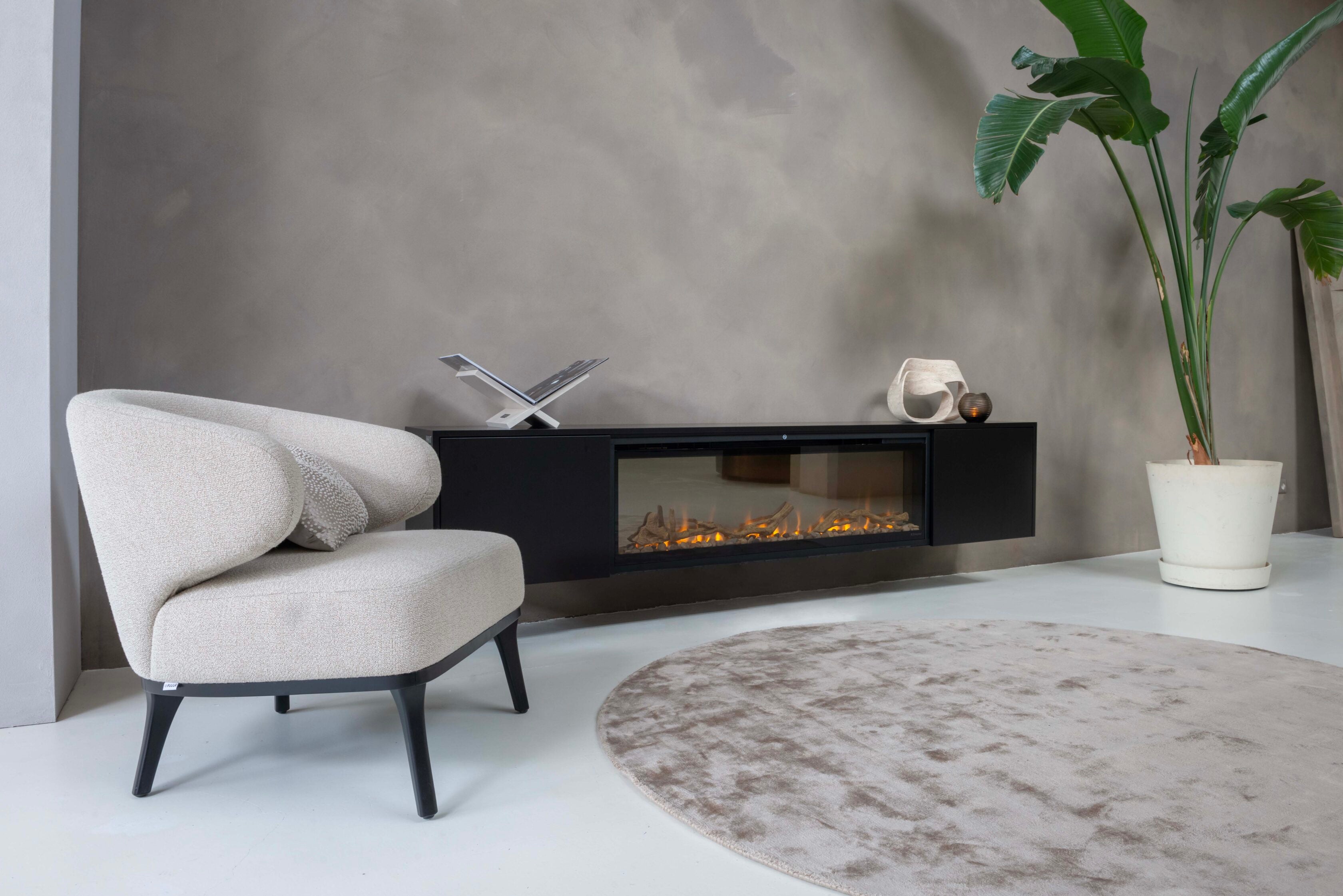 TV-meubel Johnson - Zwevend - MDF - 2 deuren - Elektrische haard - 50 inch