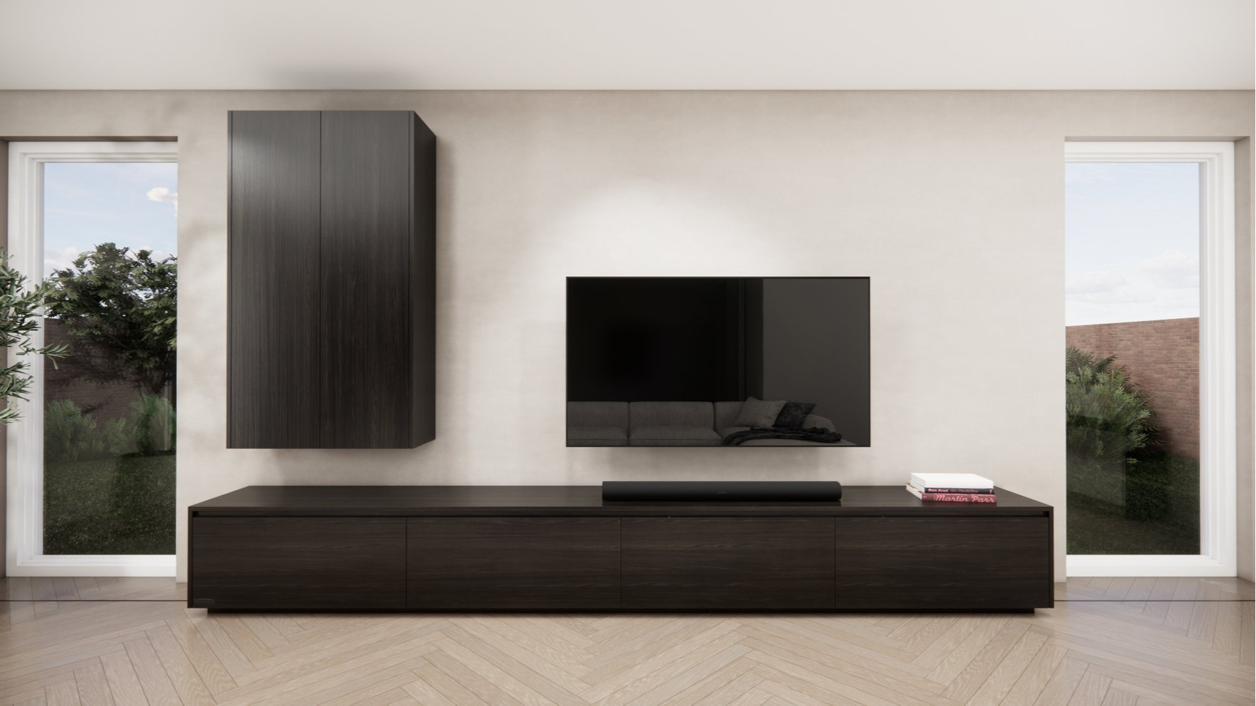 Tv meubel Mason Royal - Zwevend - Eiken - 4 kleppen - Chimney