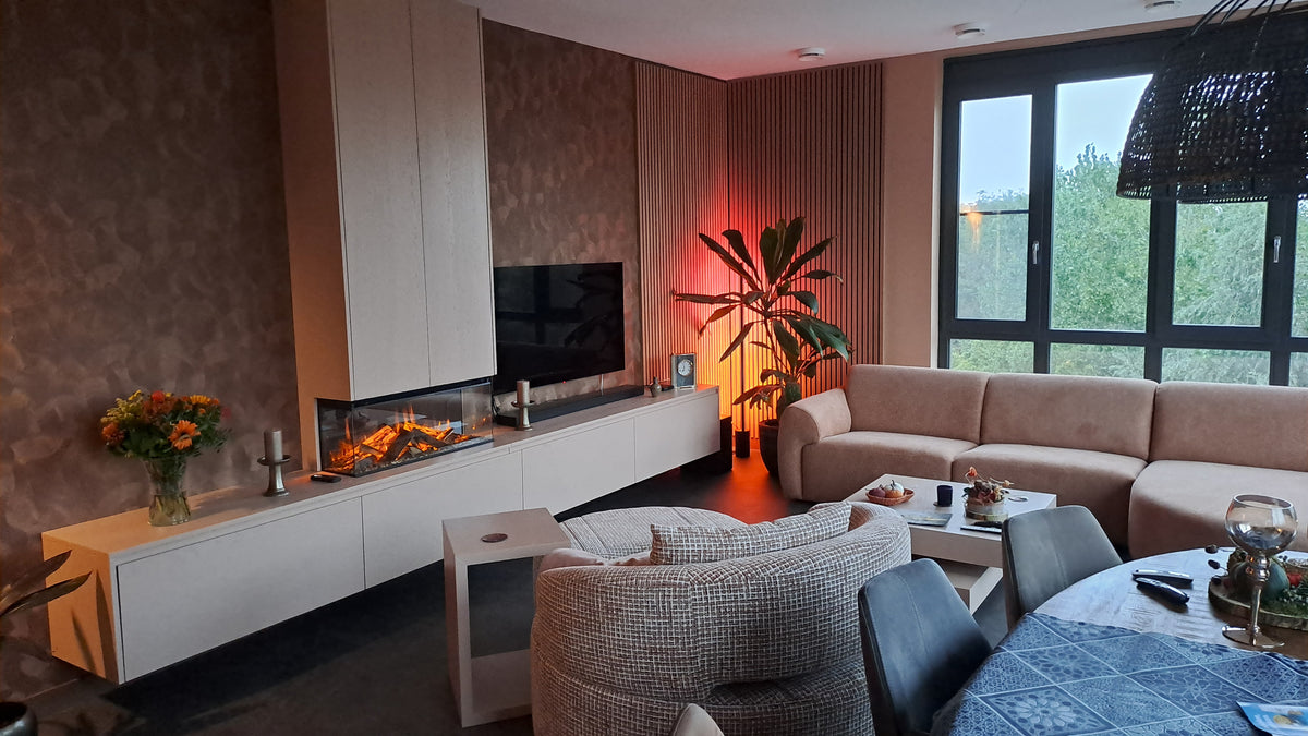 TV-meubel Mason Royal - Eiken - 3 kleppen - Elektrische haard - Met koof