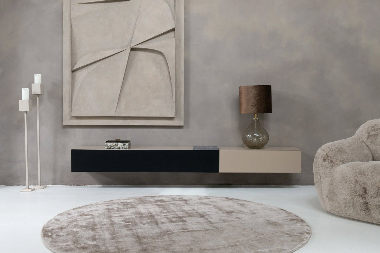 Tv-meubel Zyan - Zwevend- Beige - Eiken - 2 Kleppen