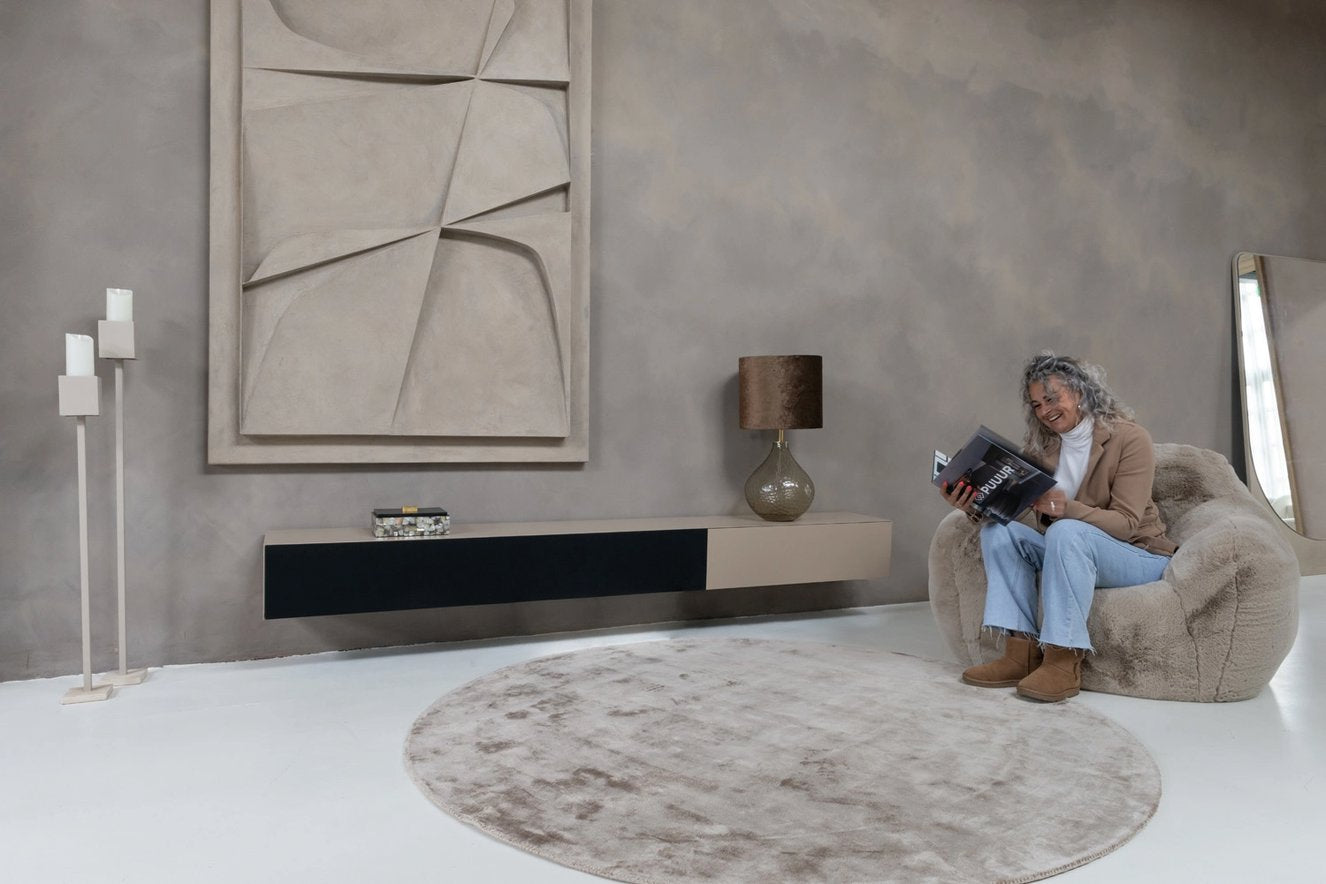 Tv-meubel Zyan - Zwevend- Beige - Eiken - 2 Kleppen