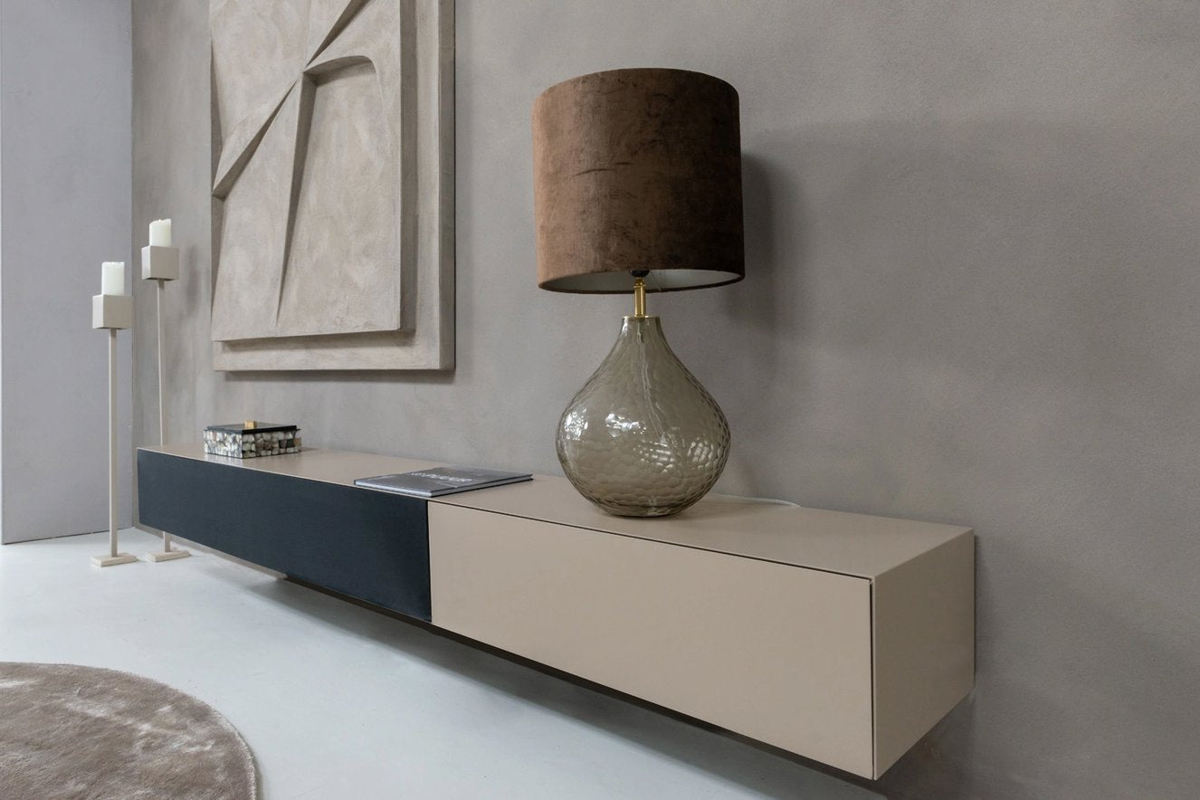 Tv-meubel Zyan - Zwevend- Beige - Eiken - 2 Kleppen