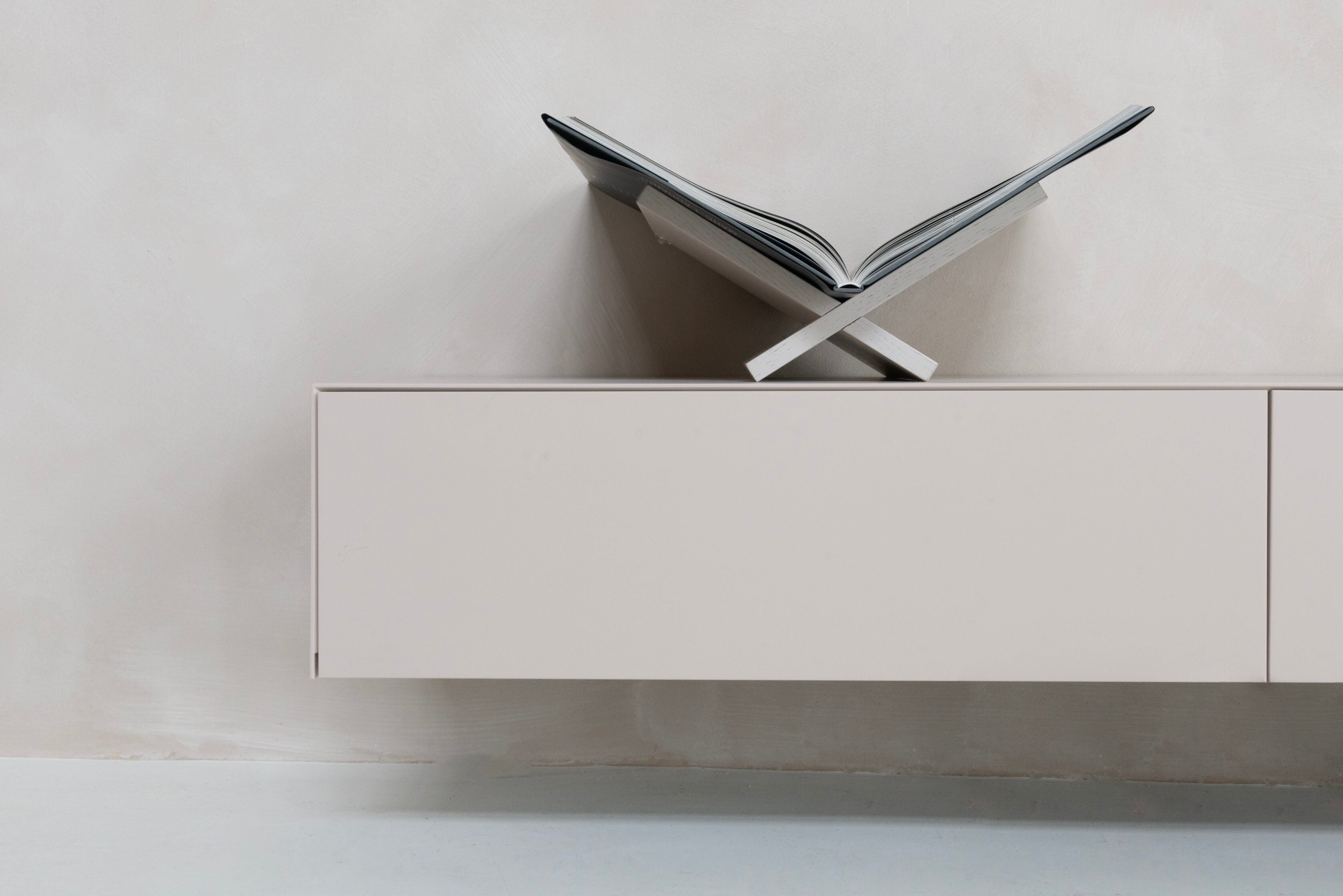 TV-meubel Zyan - Zwevend - Beige - MDF - 3 kleppen - Open vak