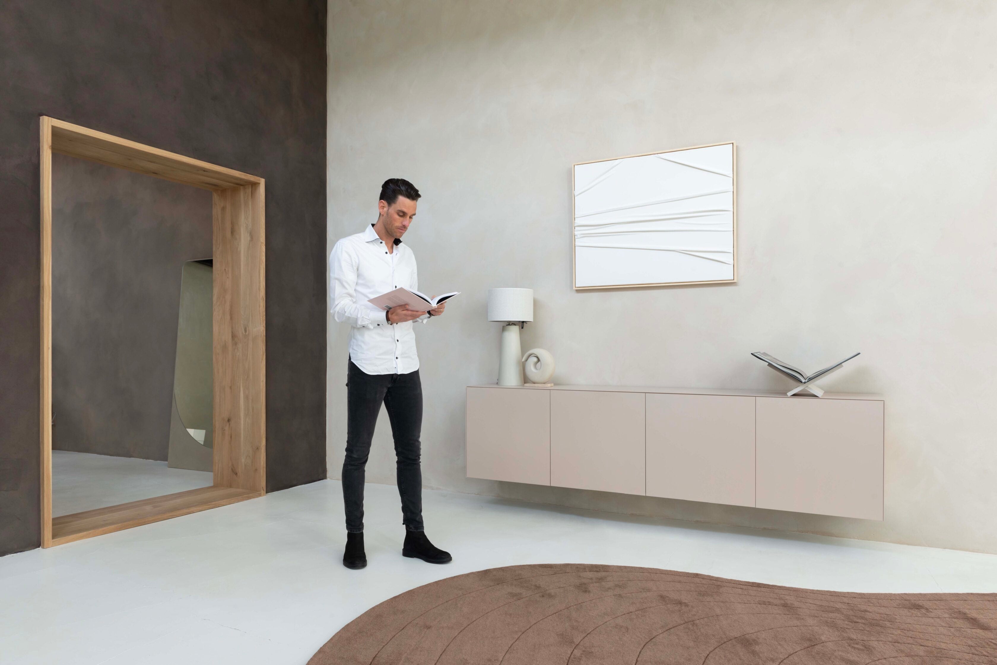 Dressoir Zyan - Zwevend - Beige - MDF - 4 deuren