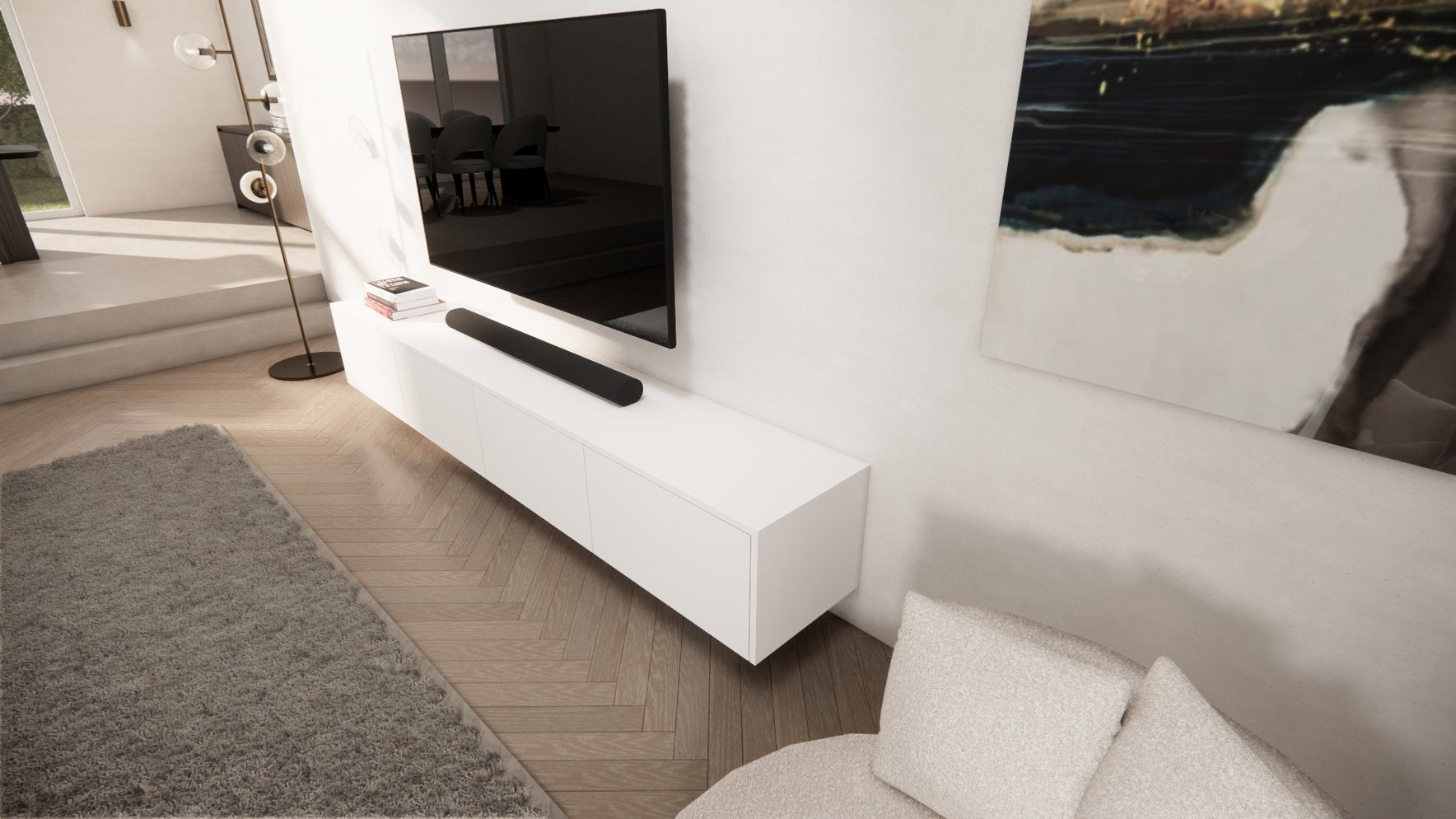 TV-meubel Murphy - Zwevend - Melamine - 4 kleppen