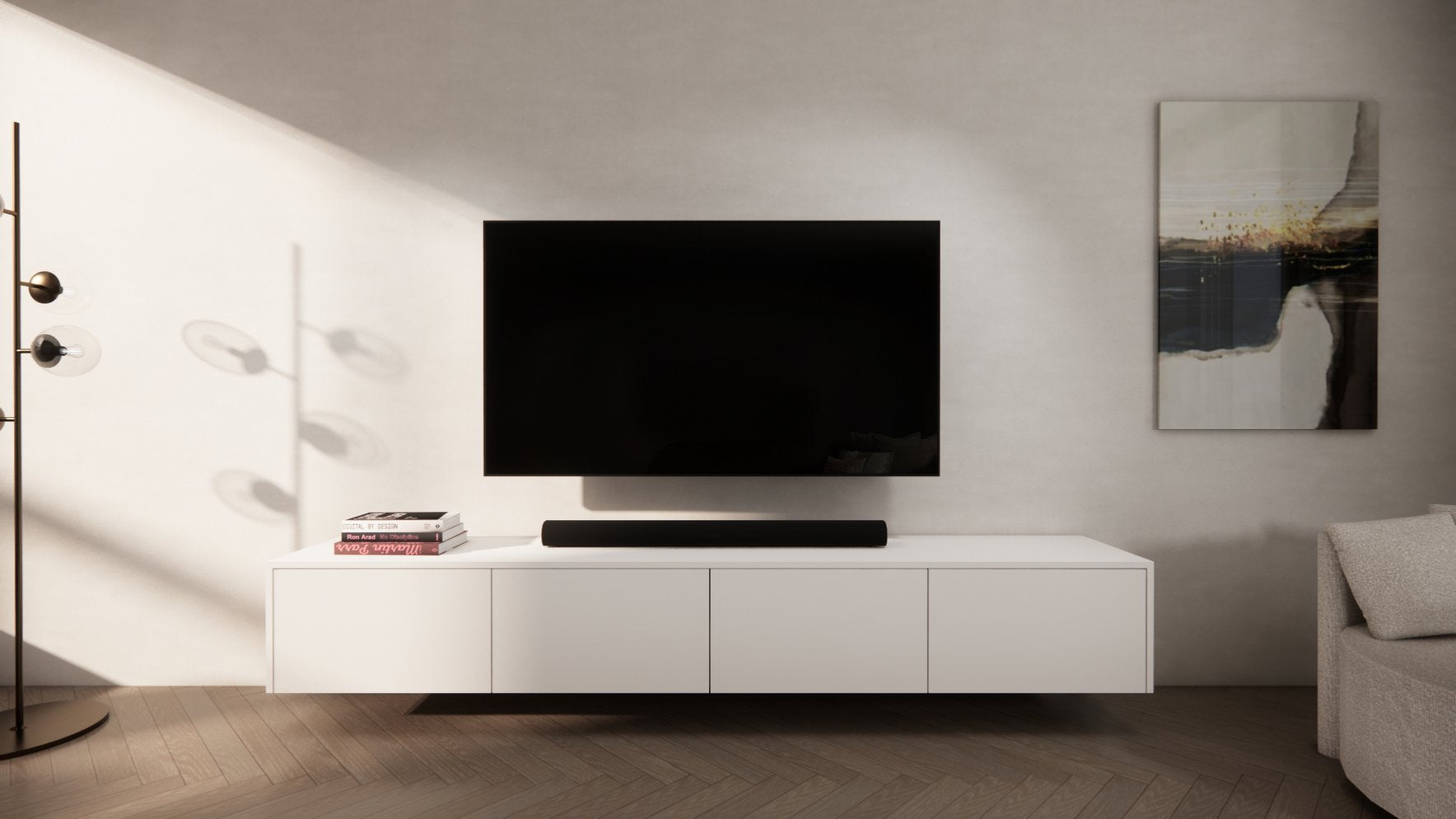 TV-meubel Murphy - Zwevend - Melamine - 4 kleppen