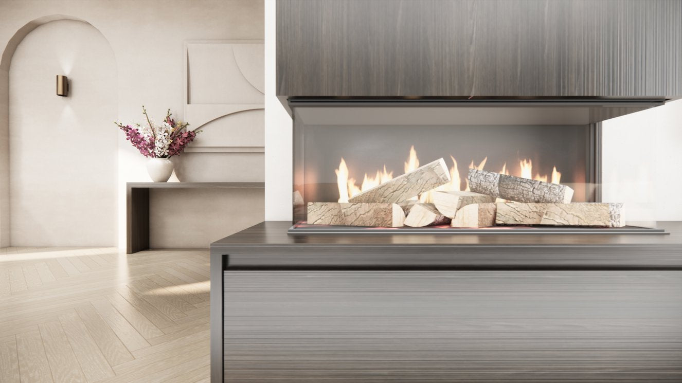 TV-meubel Mason Classic - Eiken - 3 kleppen - Elektrische haard - Met koof