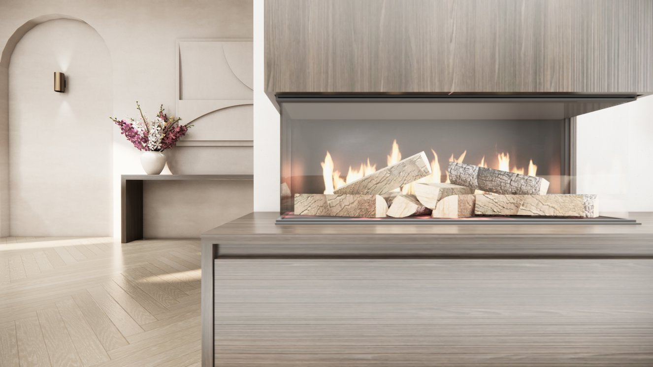 TV-meubel Mason Classic - Eiken - 3 kleppen - Elektrische haard - Met koof