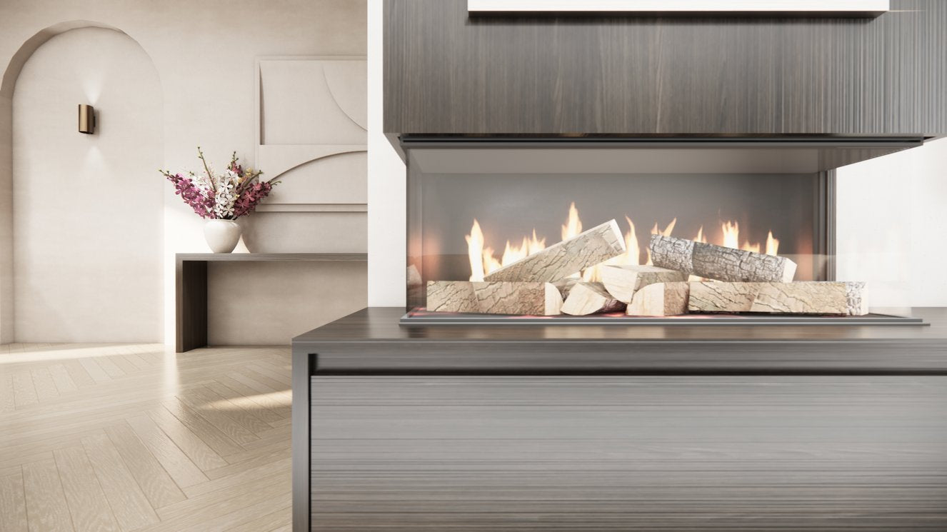 TV-meubel Mason Excellent - Eiken - 3 kleppen - Elektrische haard - Met koof