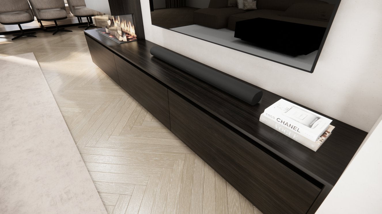 TV-meubel Mason Excellent - Eiken - 3 kleppen - Elektrische haard - Met koof