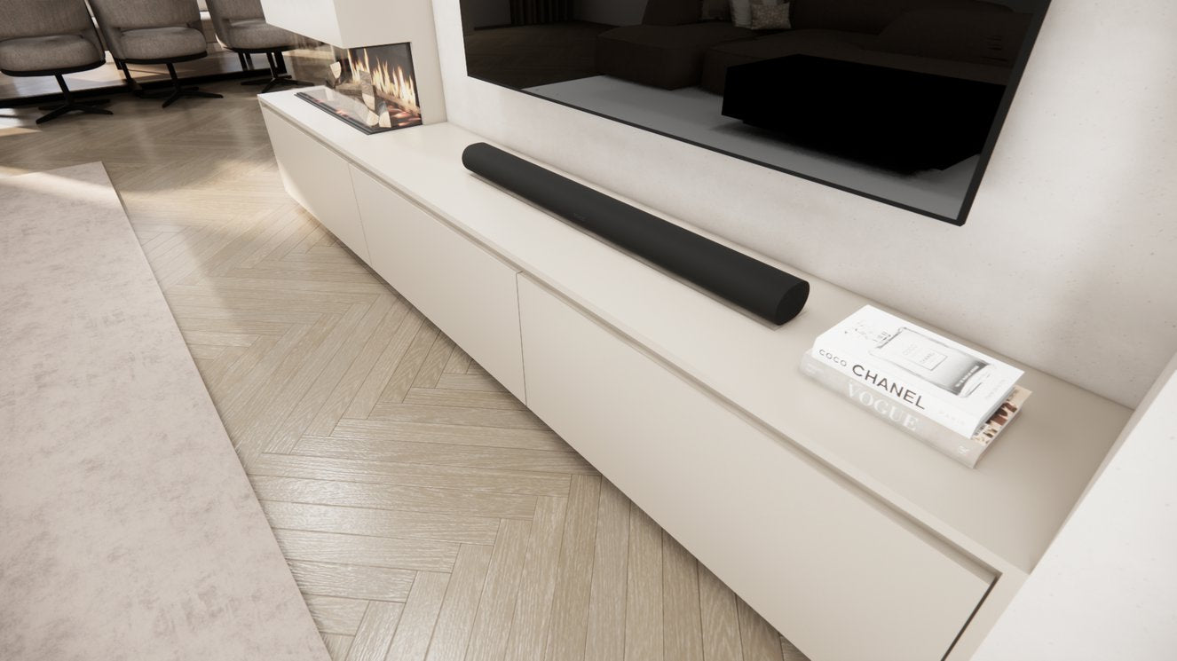 TV-meubel Mason Excellent - Eiken - 3 kleppen - Elektrische haard - Met koof