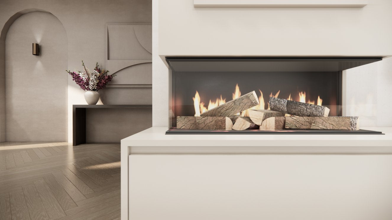 TV-meubel Mason Excellent - Eiken - 3 kleppen - Elektrische haard - Met koof