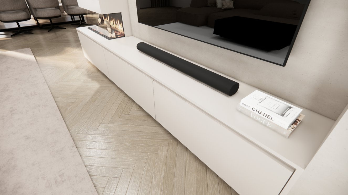 TV-meubel Mason Majestic - Bruin - Eiken - 3 kleppen - Elektrische haard - Met koof