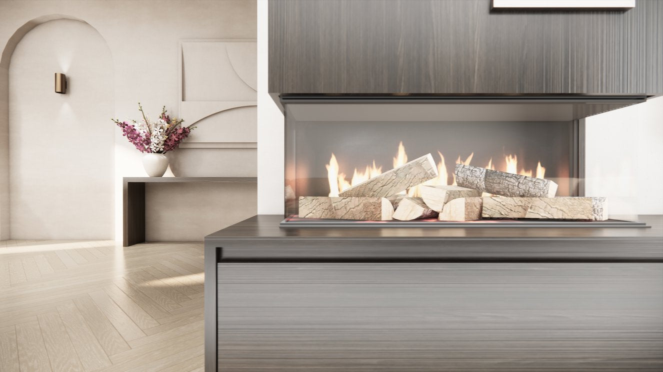 TV-meubel Mason Majestic - Eiken - 3 kleppen - Elektrische haard - Met koof