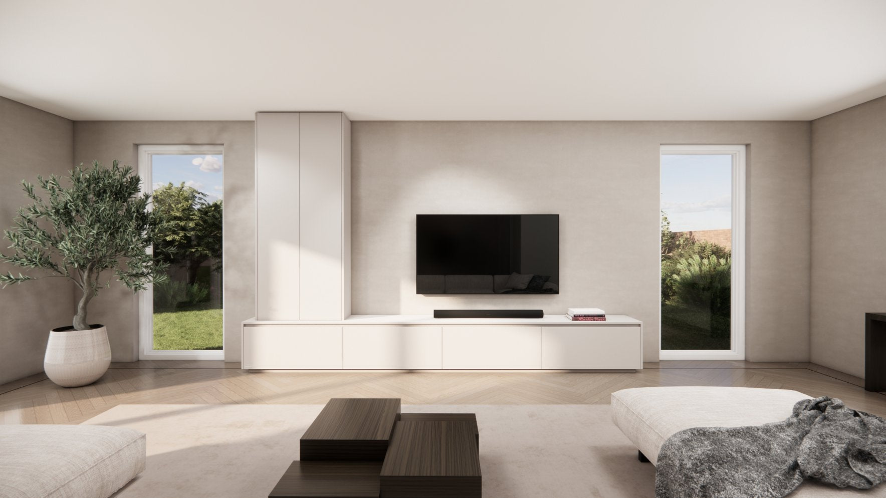 Tv meubel Mason Royal - Eiken - 4 kleppen - Chimney