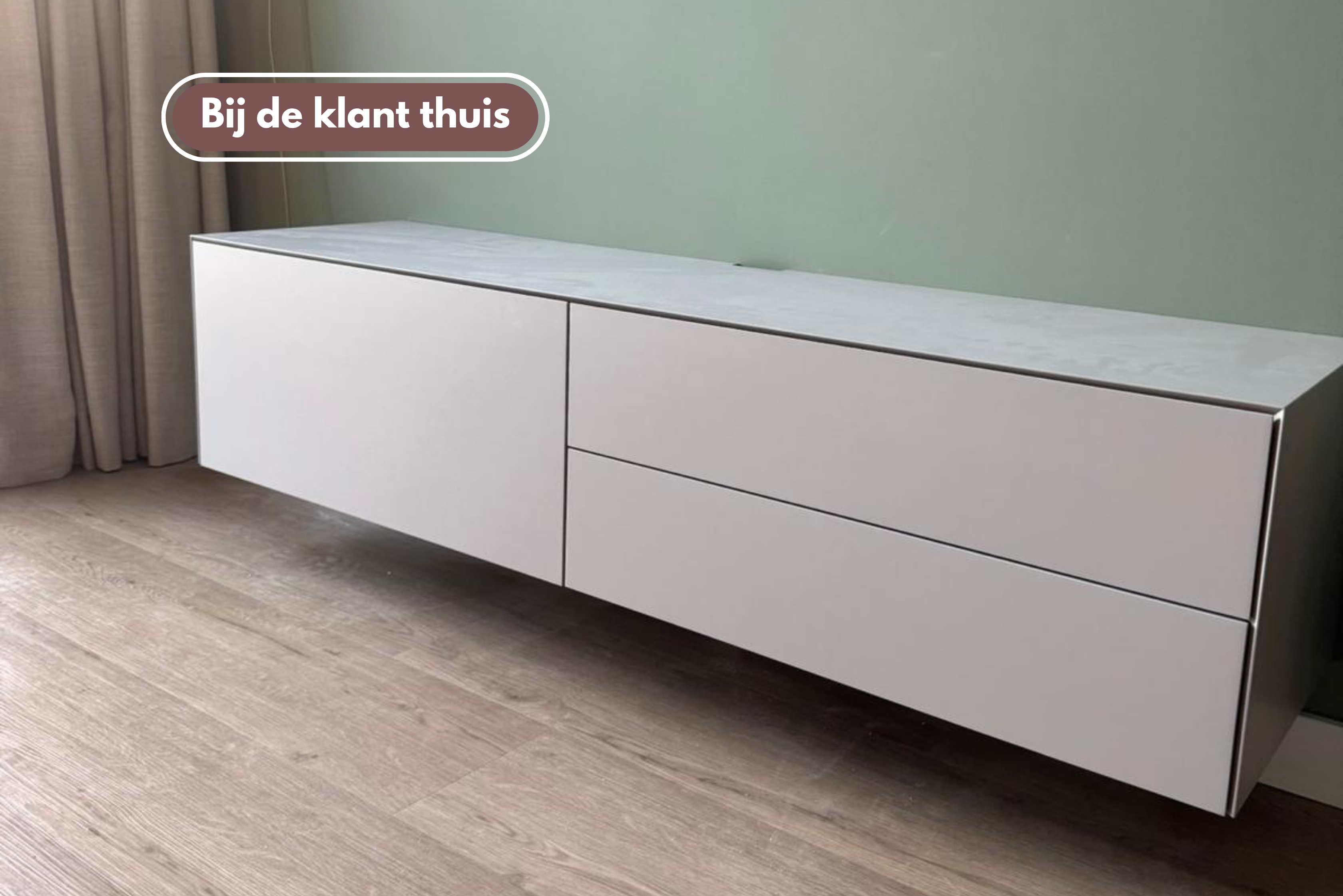 TV-meubel Johnson - Zwevend - MDF - 1 klep - 2 lades