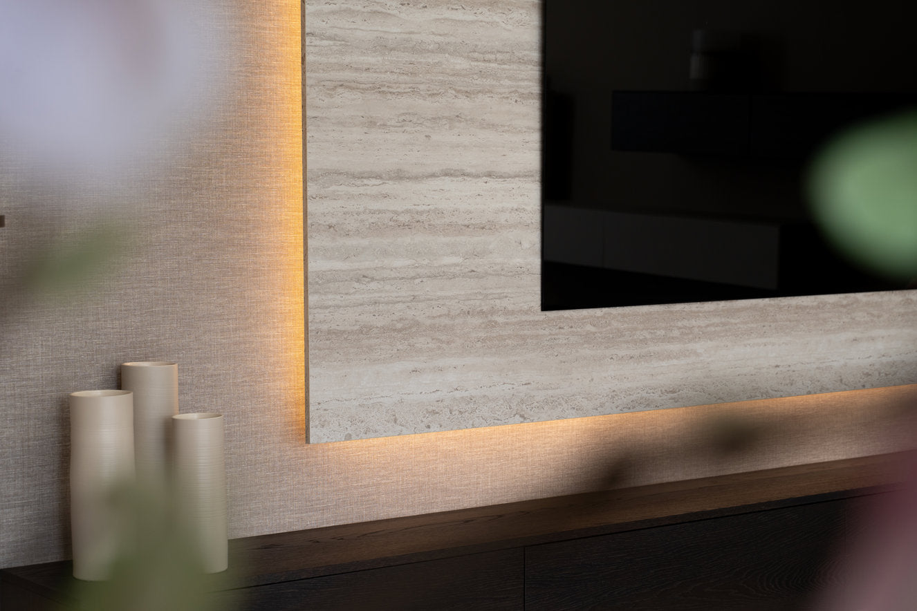 Wandpaneel - Travertin - Melamine - TV paneel