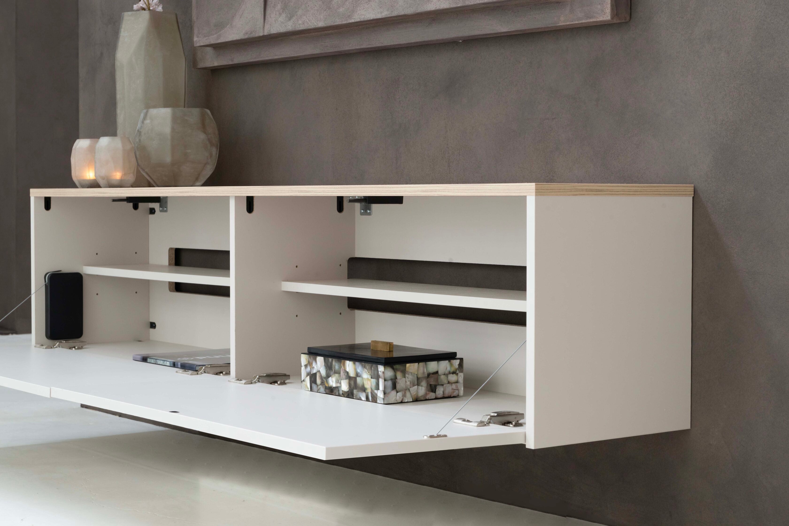 TV-meubel Gregor - Zwevend - Melamine - 2 kleppen