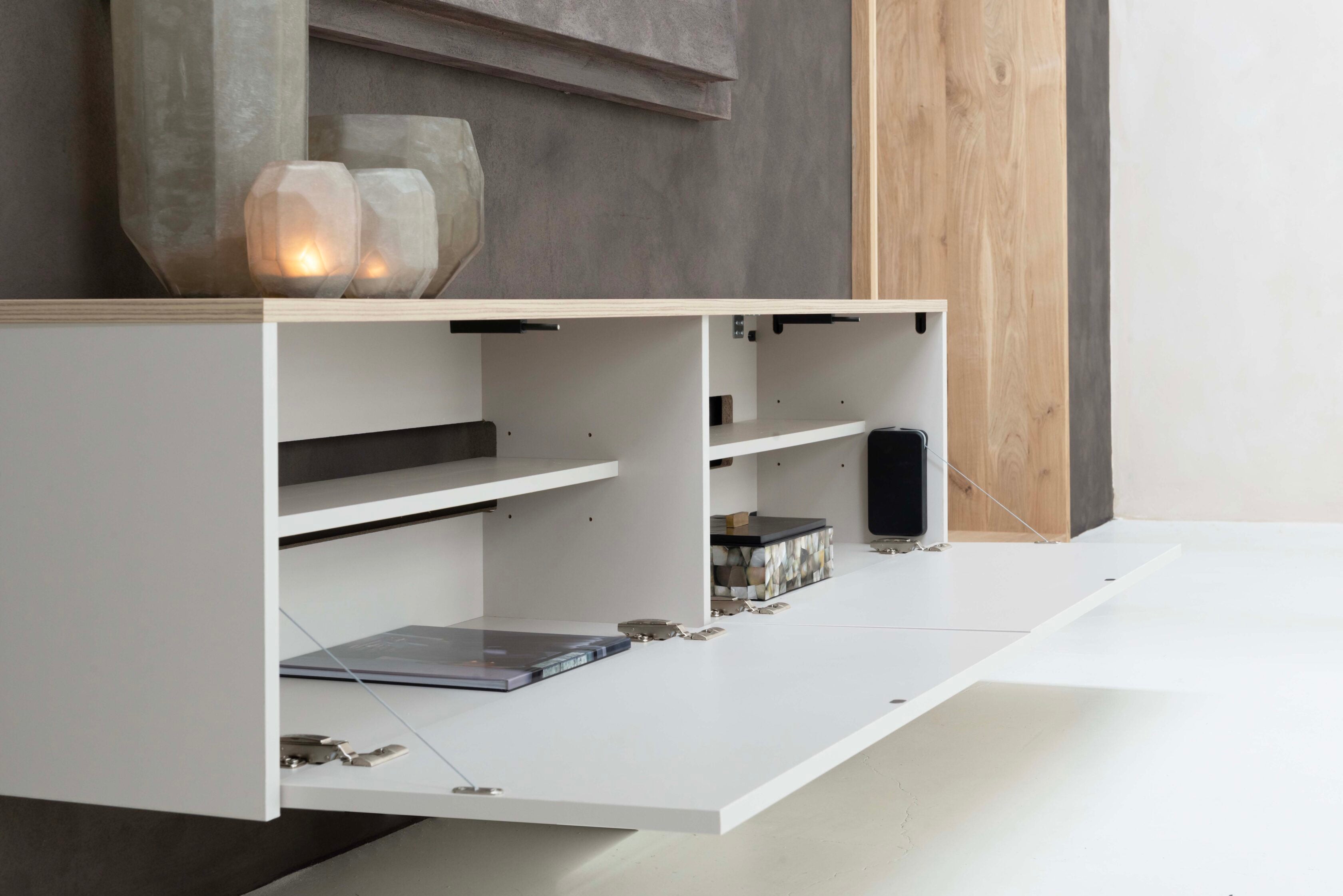 TV-meubel Gregor - Zwevend - Melamine - 2 kleppen