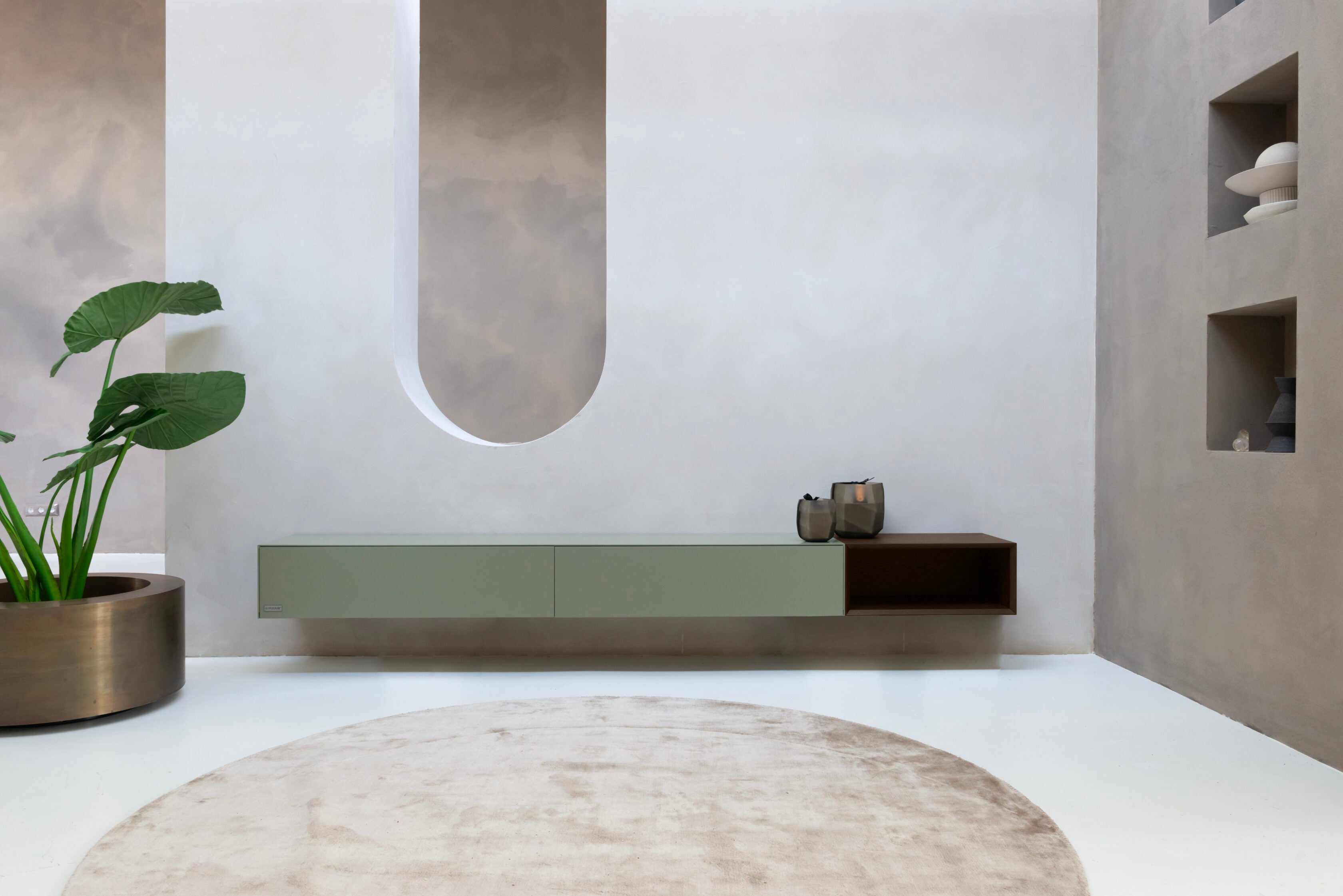 TV-meubel Zyan - Zwevend - MDF - 2 kleppen - Open vak