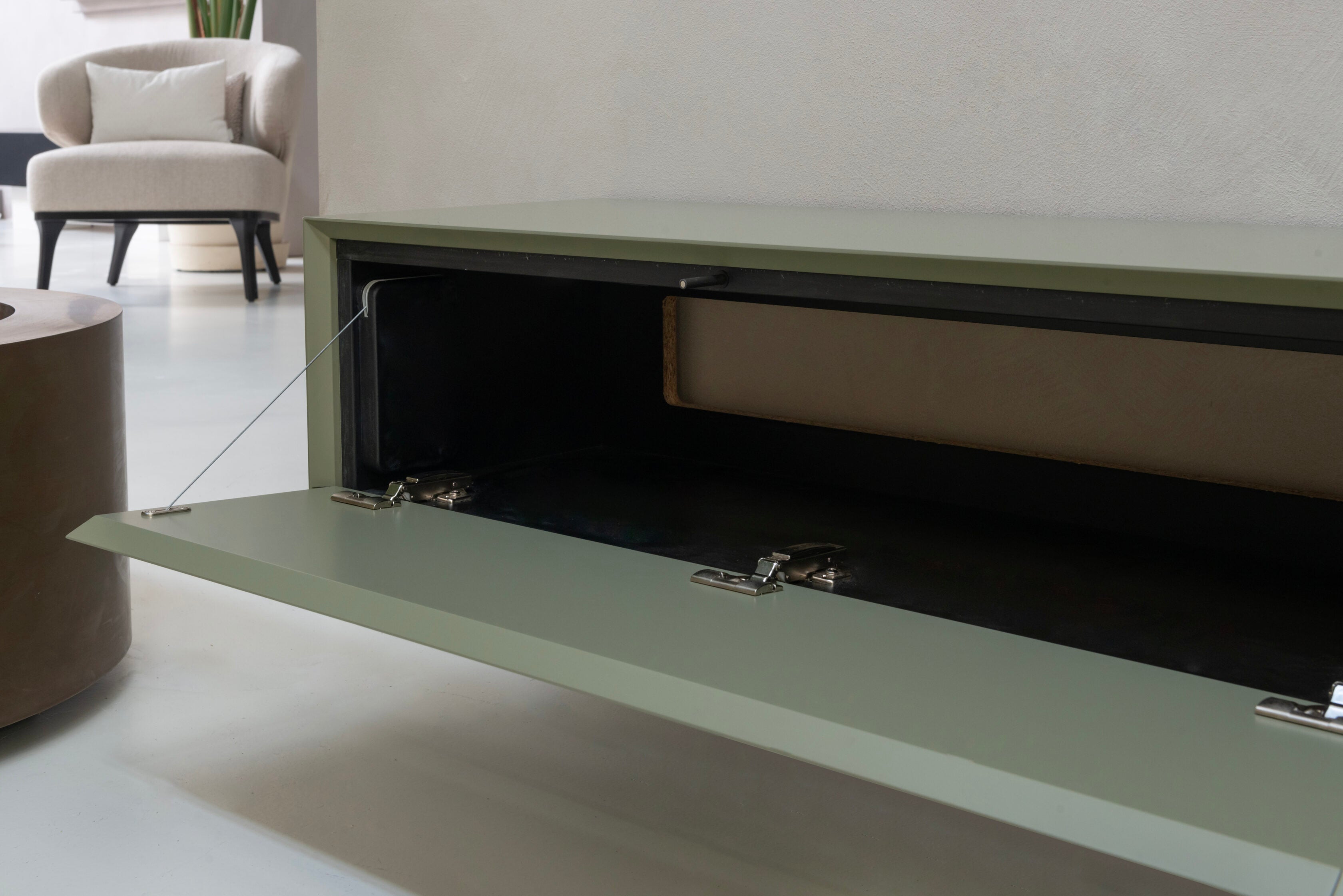 TV-meubel Zyan - Zwevend - Groen - MDF - 2 kleppen - Open vak