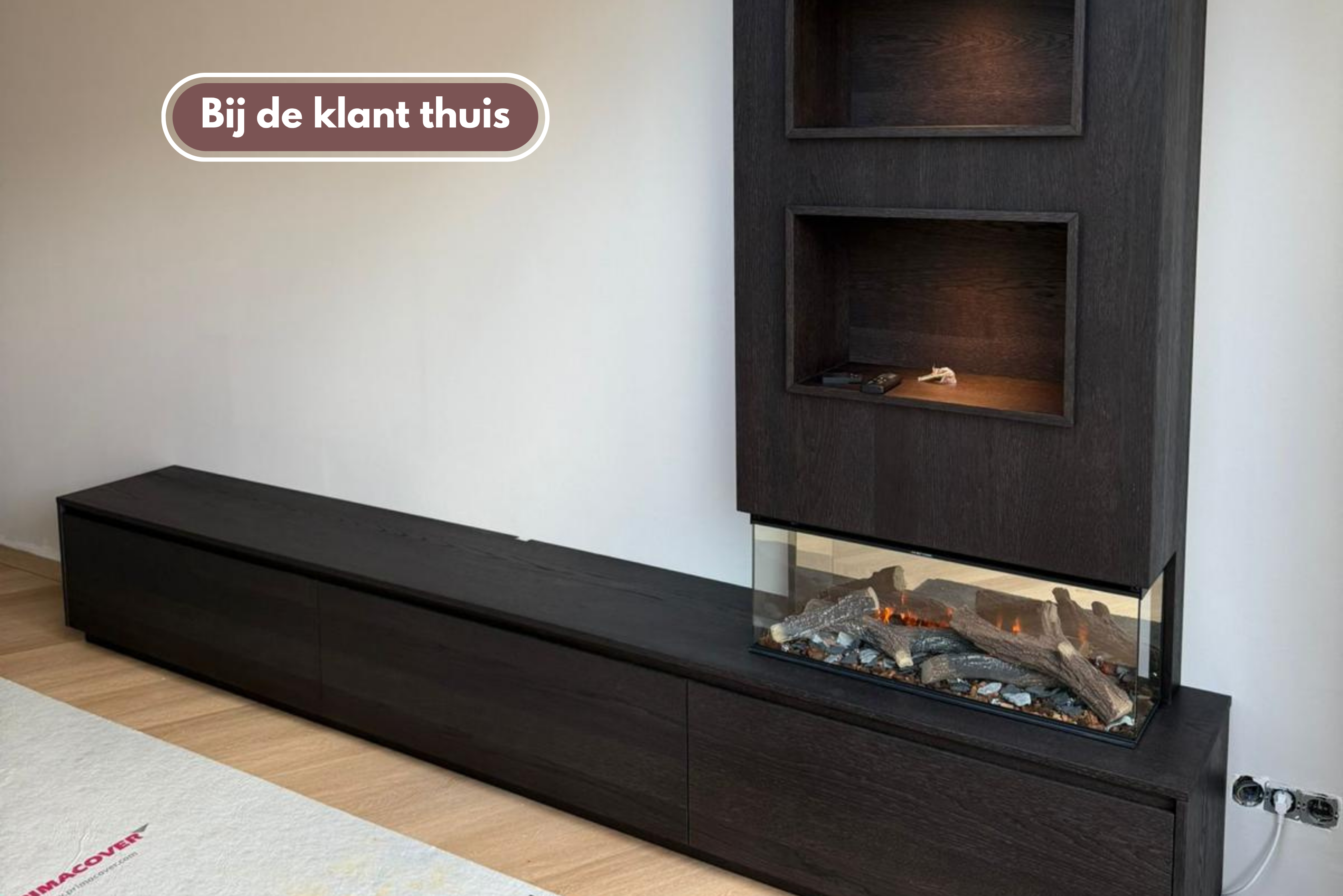 TV-meubel Mason Excellent - Eiken - 3 kleppen - Elektrische haard - Met koof