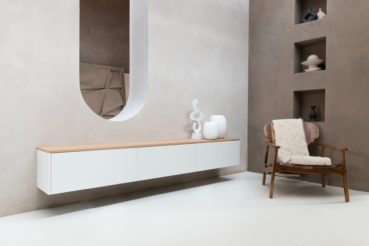 TV-meubel Johnson - Zwevend - MDF - 3 kleppen