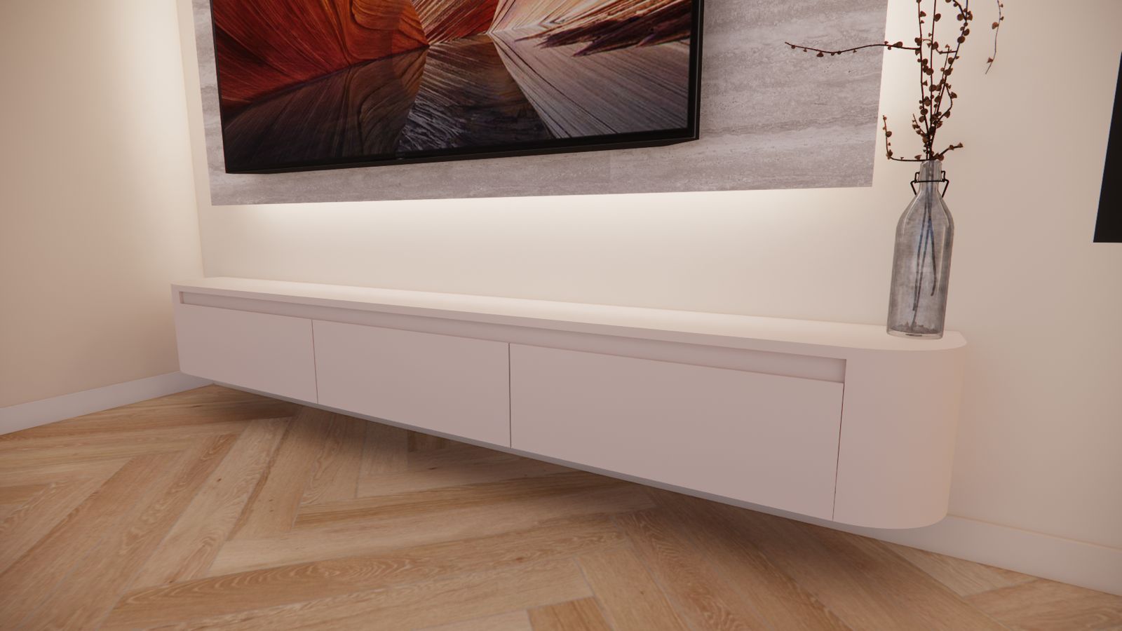 TV-meubel Runa - Zwevend - MDF - 3 kleppen