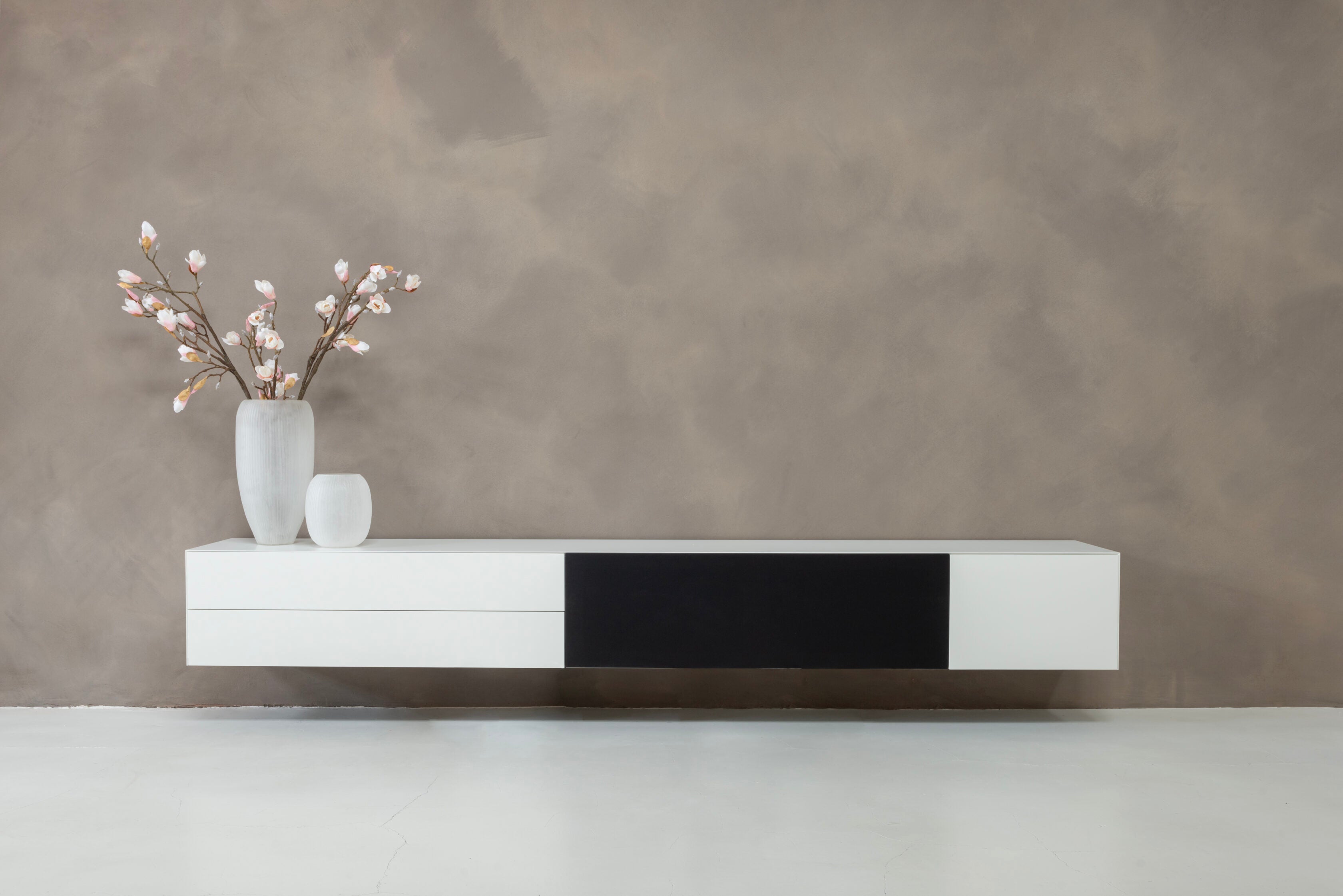 TV-meubel Zyan - Zwevend - MDF - 3 kleppen - 2 lades