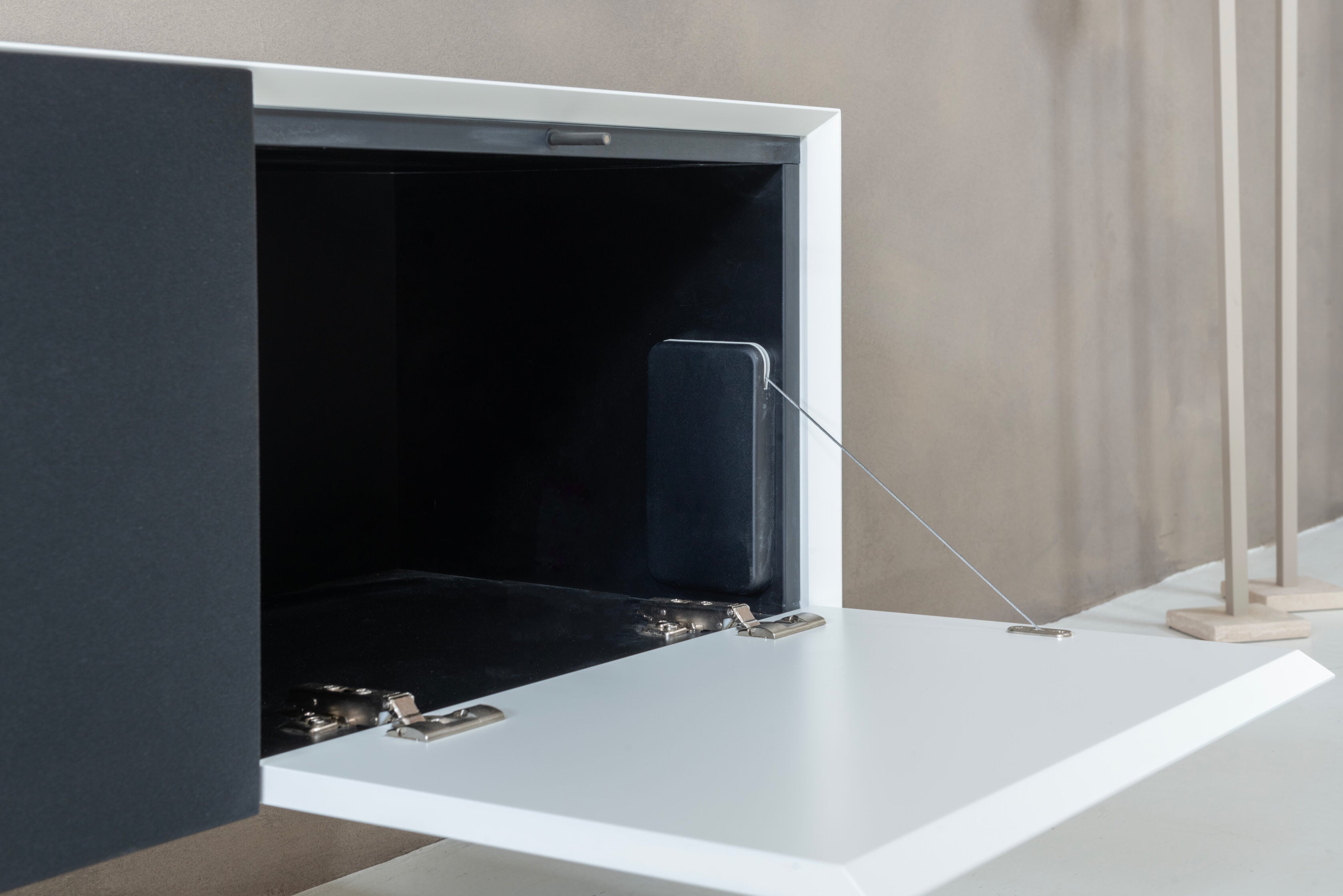 TV-meubel Zyan - Zwevend - Wit - MDF - 3 kleppen - 2 lades