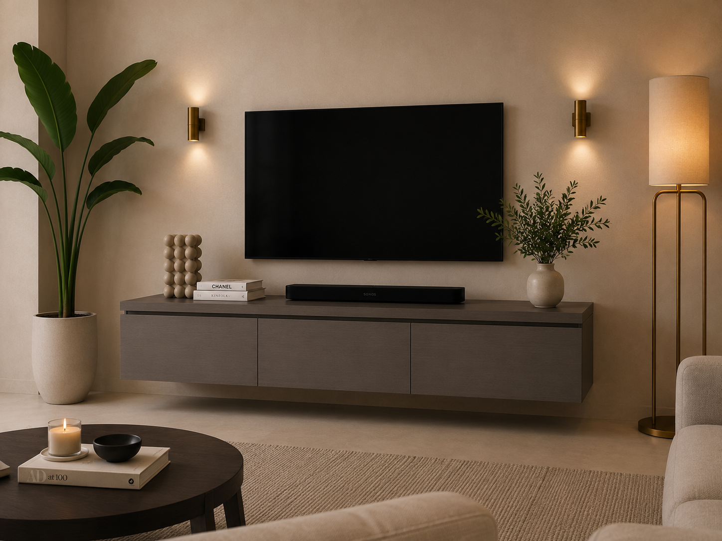 TV-meubel Rockefeller - Zwevend - Eiken - 3 kleppen