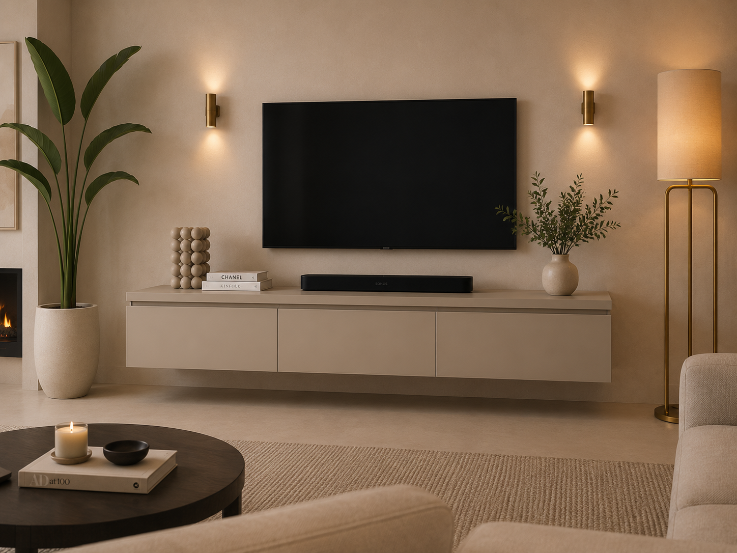 TV-meubel Rockefeller - Zwevend - MDF - 3 kleppen