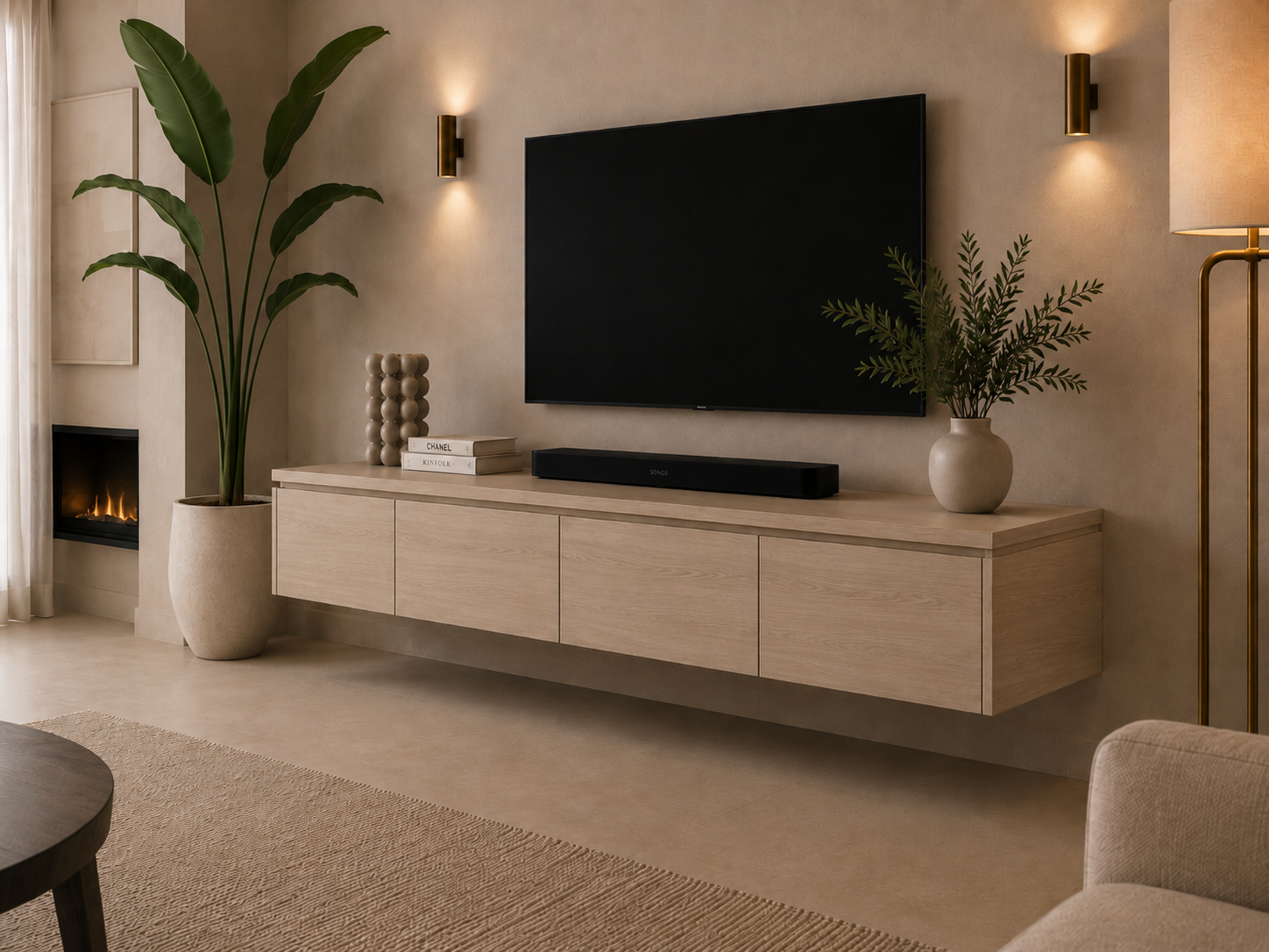 TV-meubel Rockefeller - Zwevend - Eiken - 4 kleppen