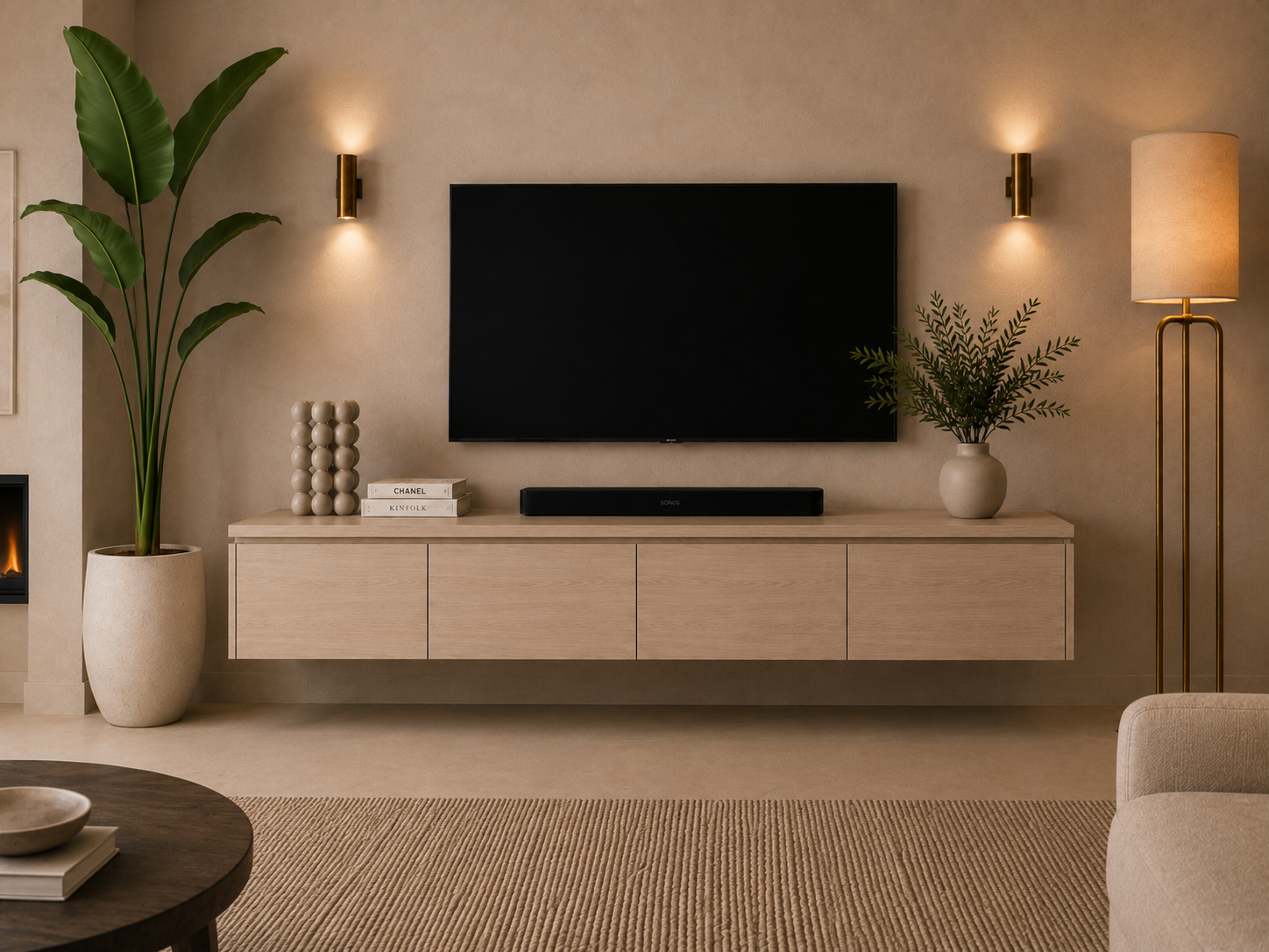 TV-meubel Rockefeller - Zwevend - Eiken - 4 kleppen