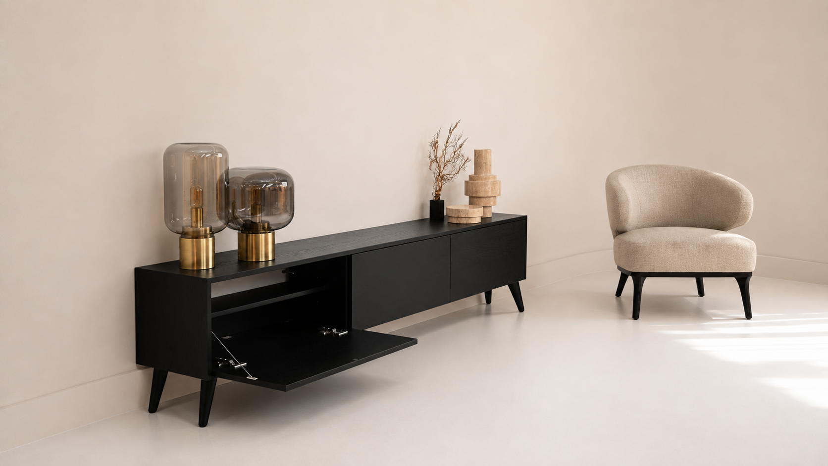 TV-meubel Johnson - Staand - Eiken - 3 kleppen