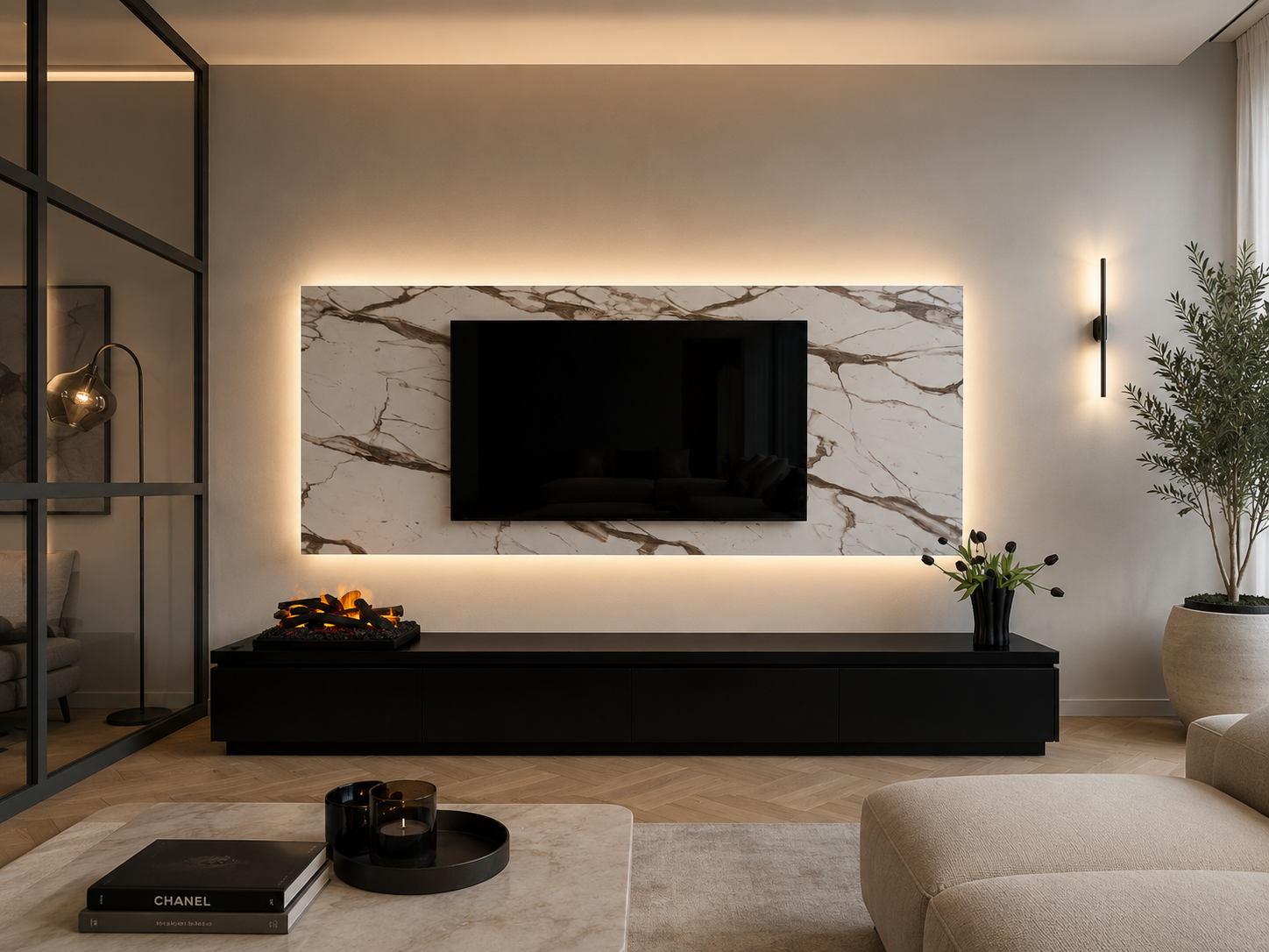Wandpaneel - Marmer - Melamine - TV paneel
