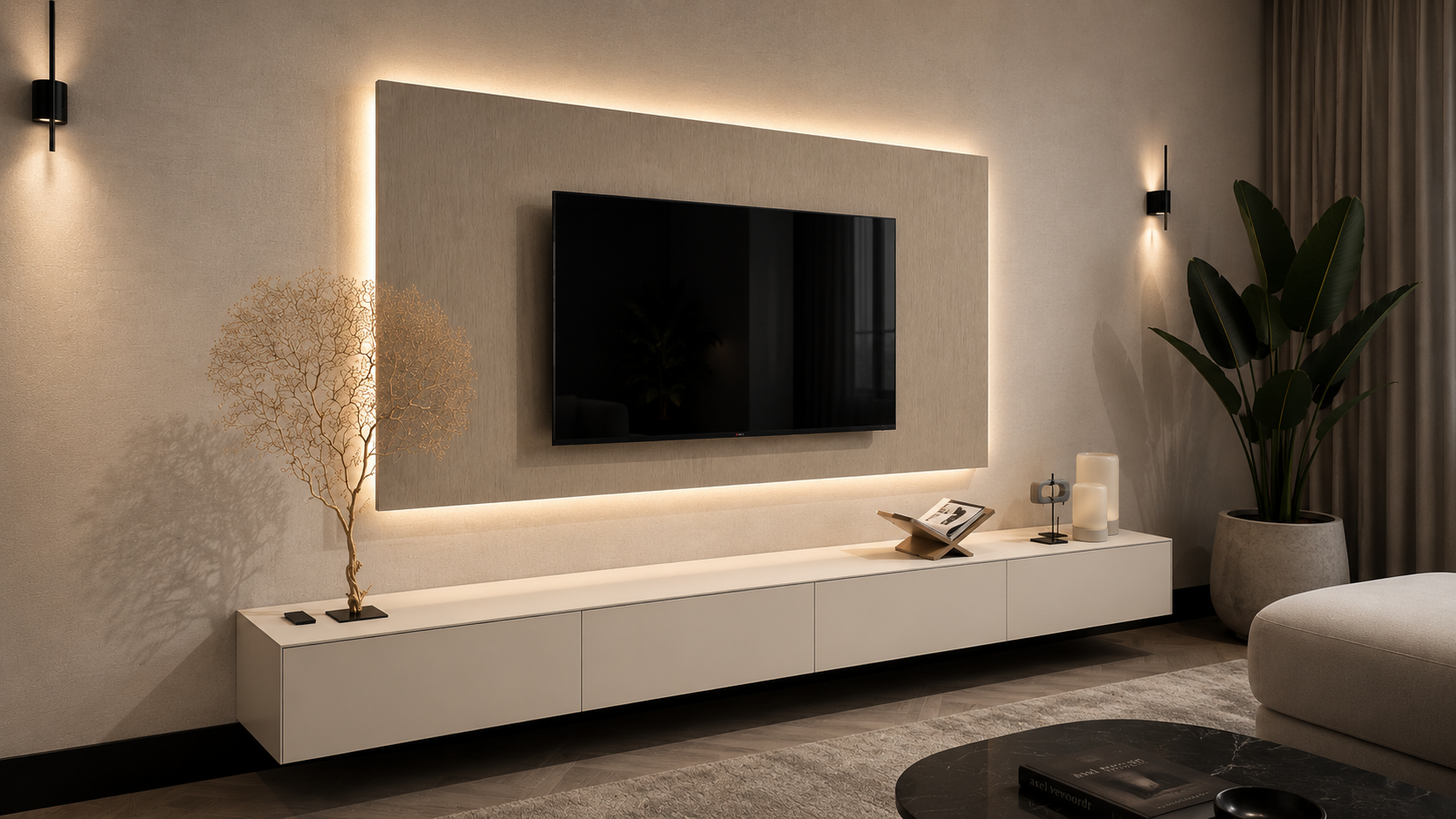 Wandpaneel - Alpaca - Melamine - TV paneel