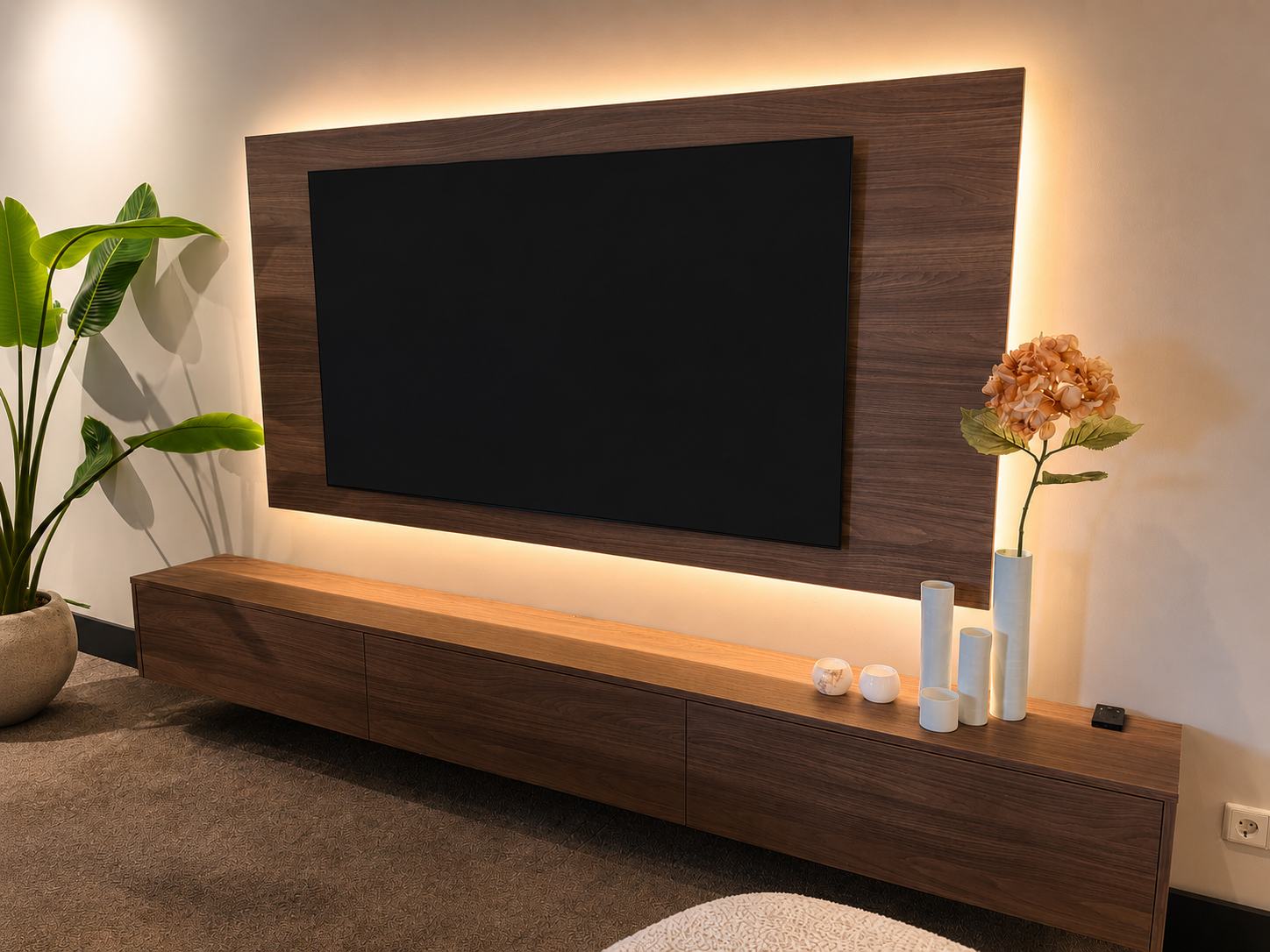 TV-MEUBEL SET - MURPHY - ZWEVEND - MELAMINE - 3 KLEPPEN