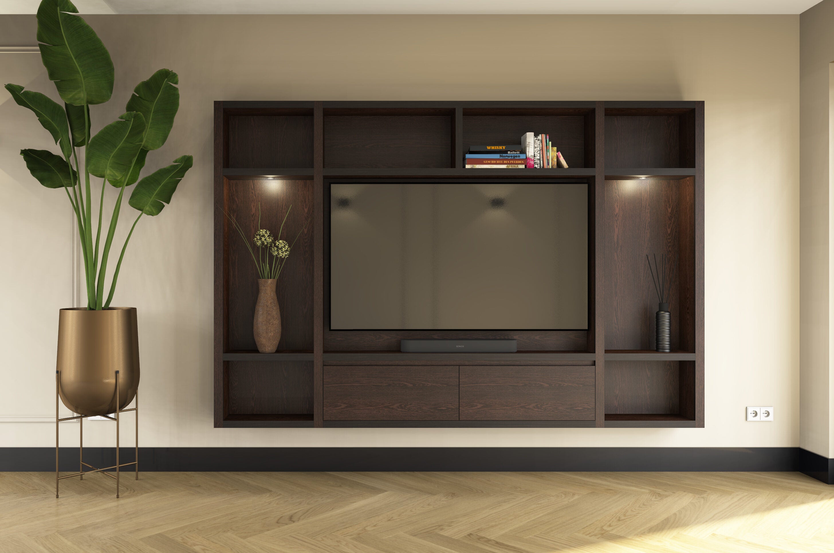 Cinewall Como - Zwevend - Bruin - Eiken - 2 kleppen - 270 cm