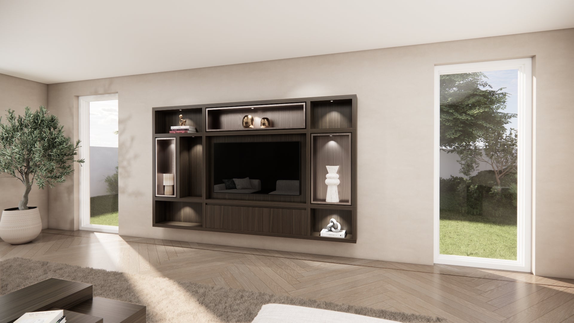 Cinewall Garda - Zwevend - Eiken - 2 kleppen - 300 cm