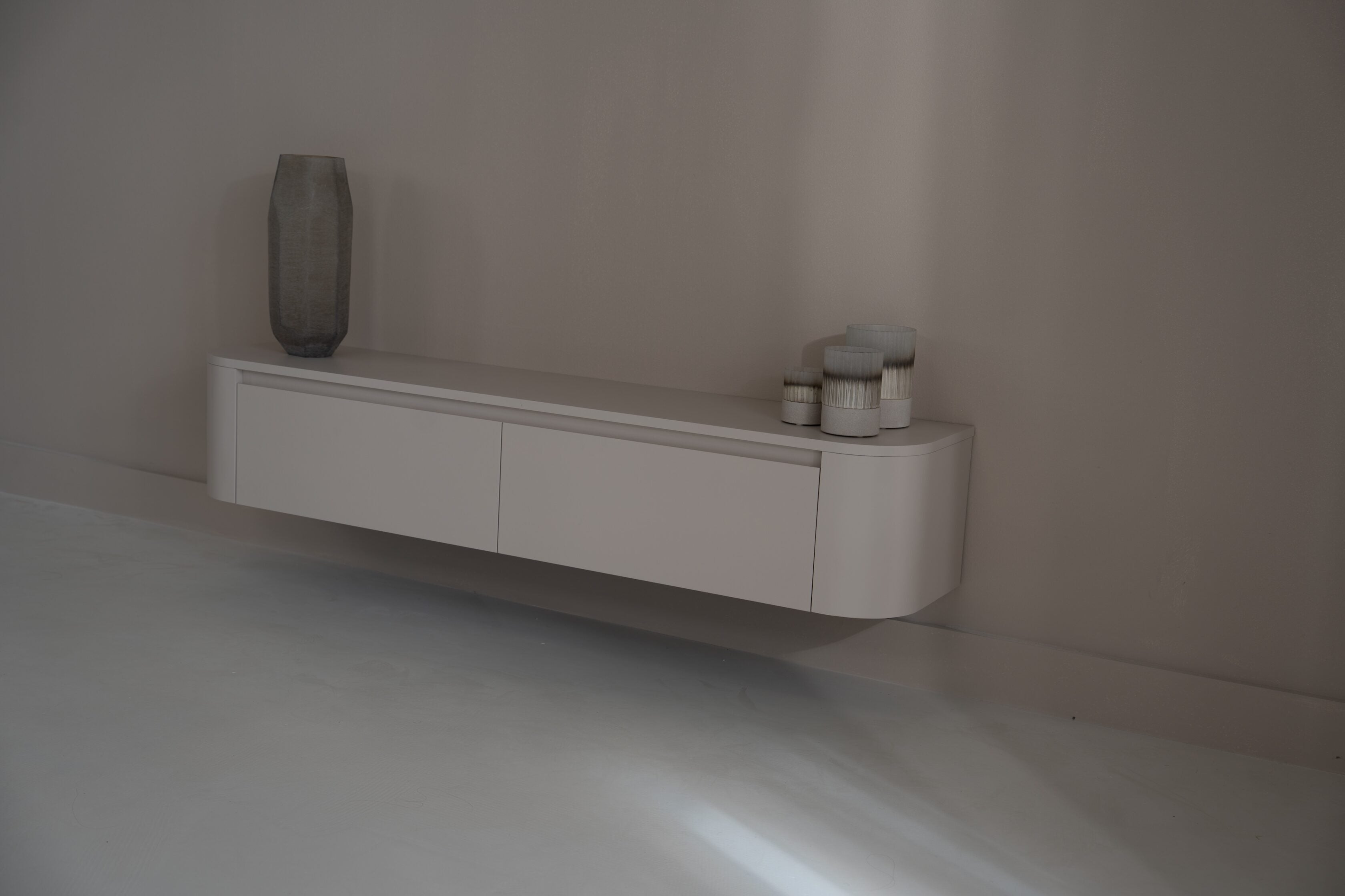 Tv-meubel Runa - Zwevend - Off White - MDF - 2 kleppen
