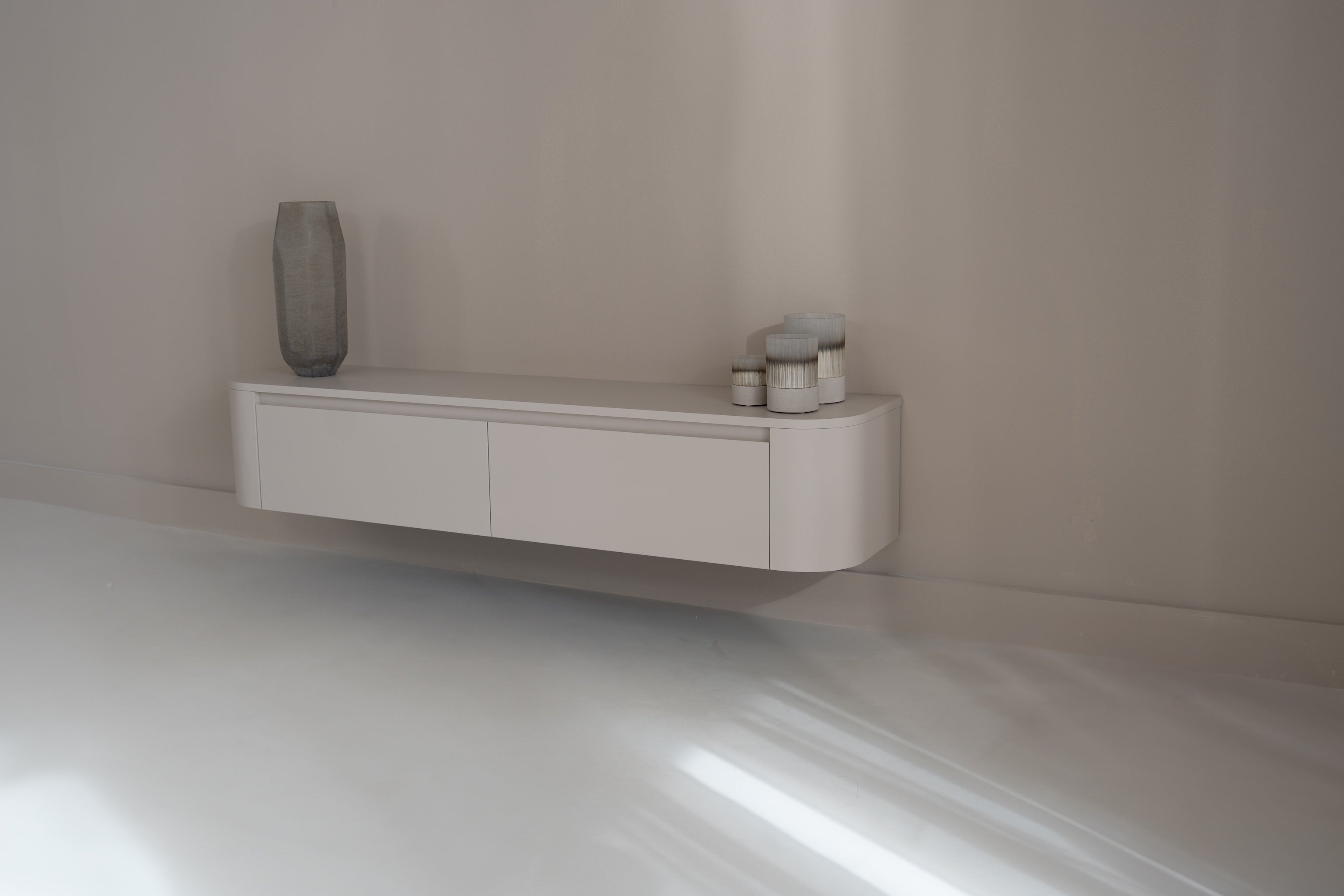 Tv-meubel Runa - Zwevend - Off White - MDF - 2 kleppen