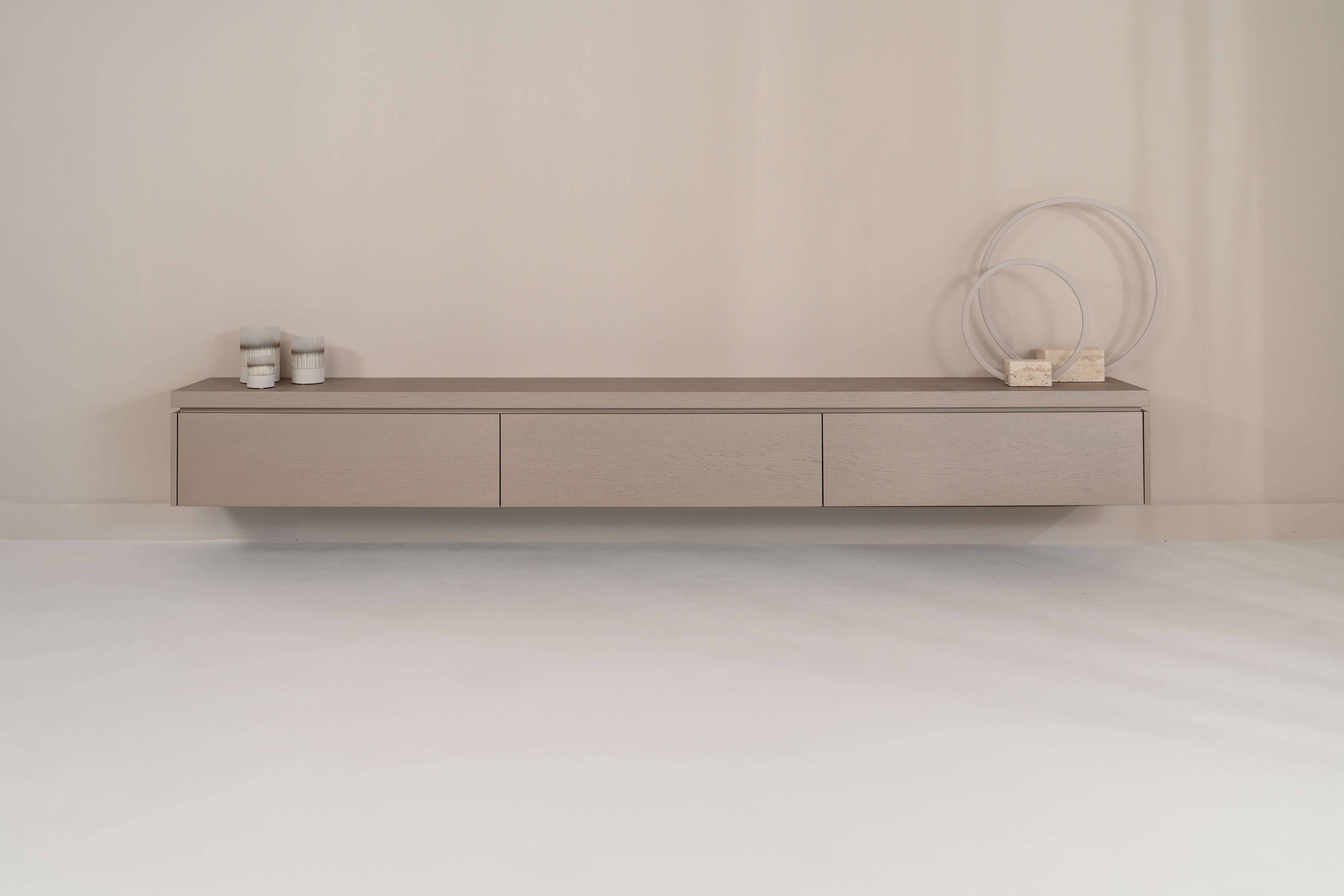 TV-meubel Rockefeller - Zwevend - Beige - Eiken - 3 kleppen