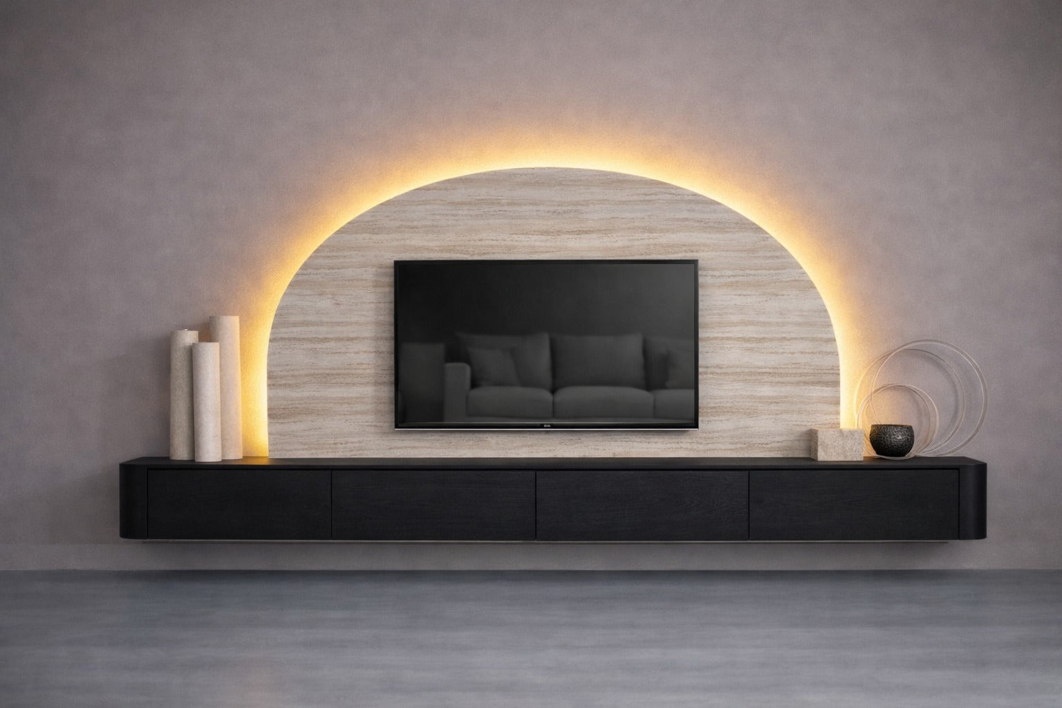 WANDPANEEL - MELAMINE - ROND - TV PANEEL